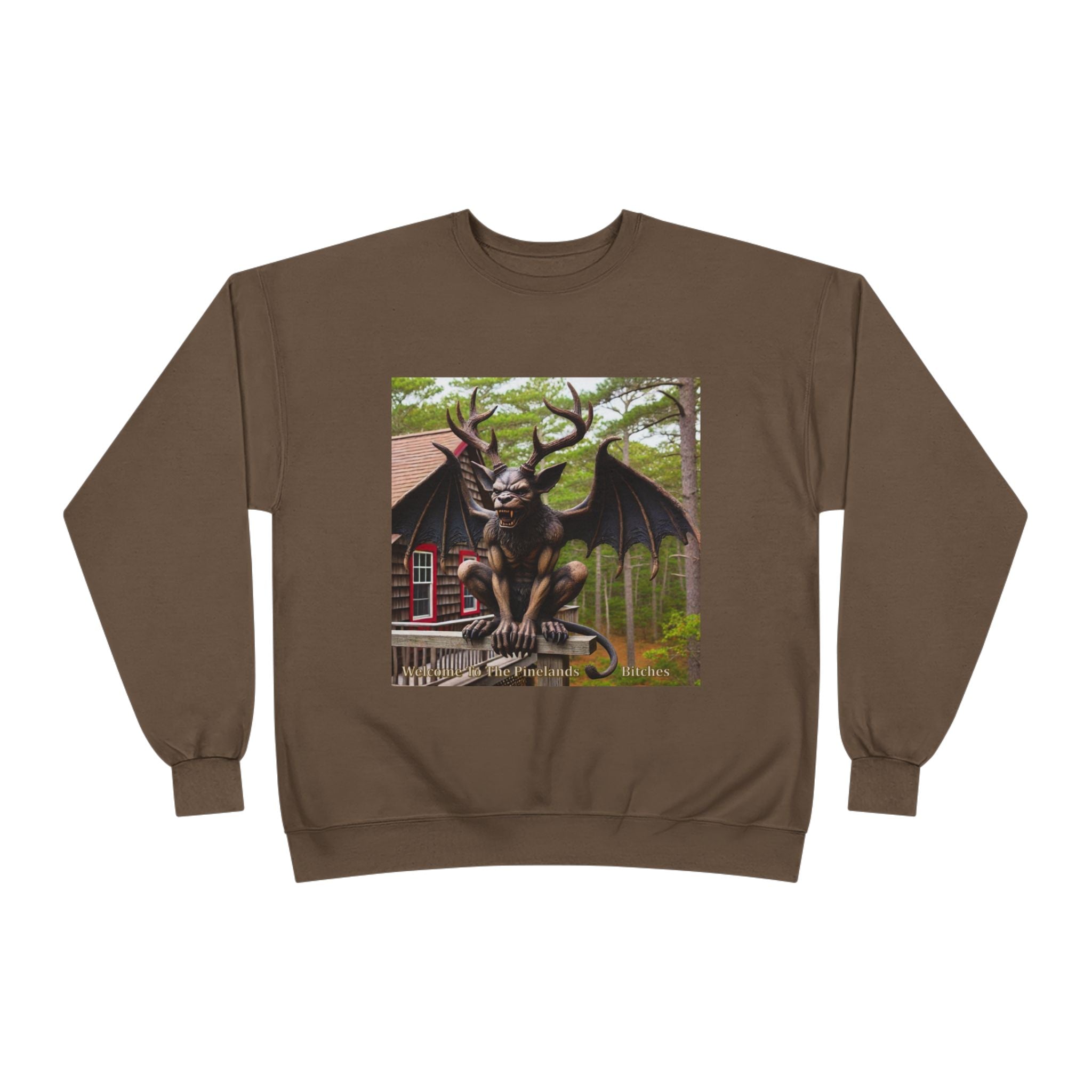 Gargoyle Garden Crewneck Sweatshirt — Gothic Statue Forest Design