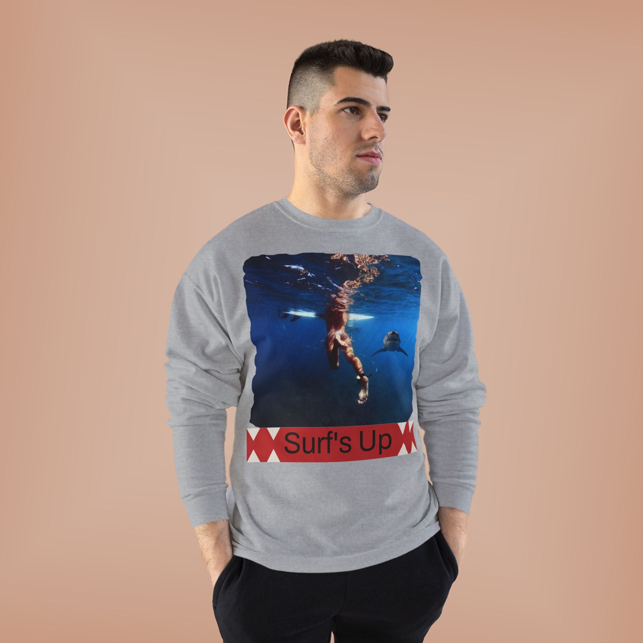 Crewneck Sweatshirt — 'Surf's Up' Underwater Surfer Graphic
