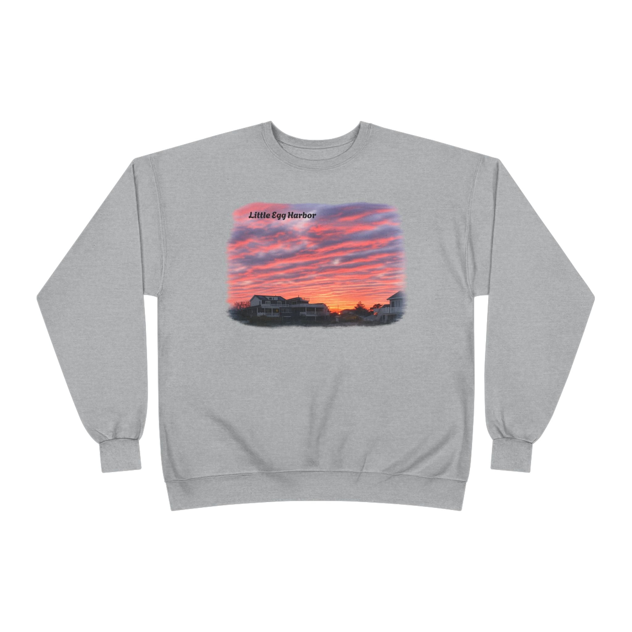 Sunset Landscape Crewneck Sweatshirt – "Little Bay Harbor" Scenic Graphic