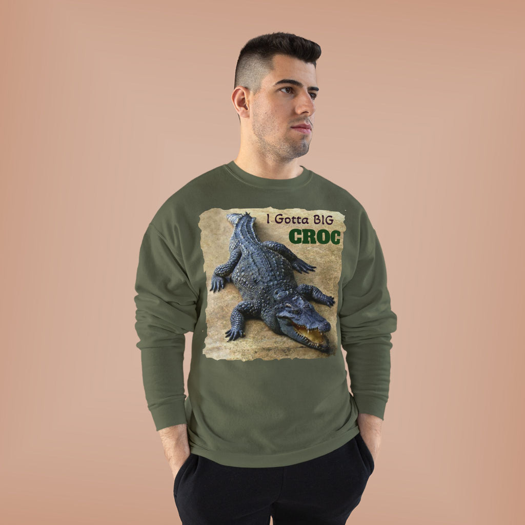 Crocodile Graphic Sweatshirt — "I Gotta Big Croc" Vintage Wildlife Crewneck