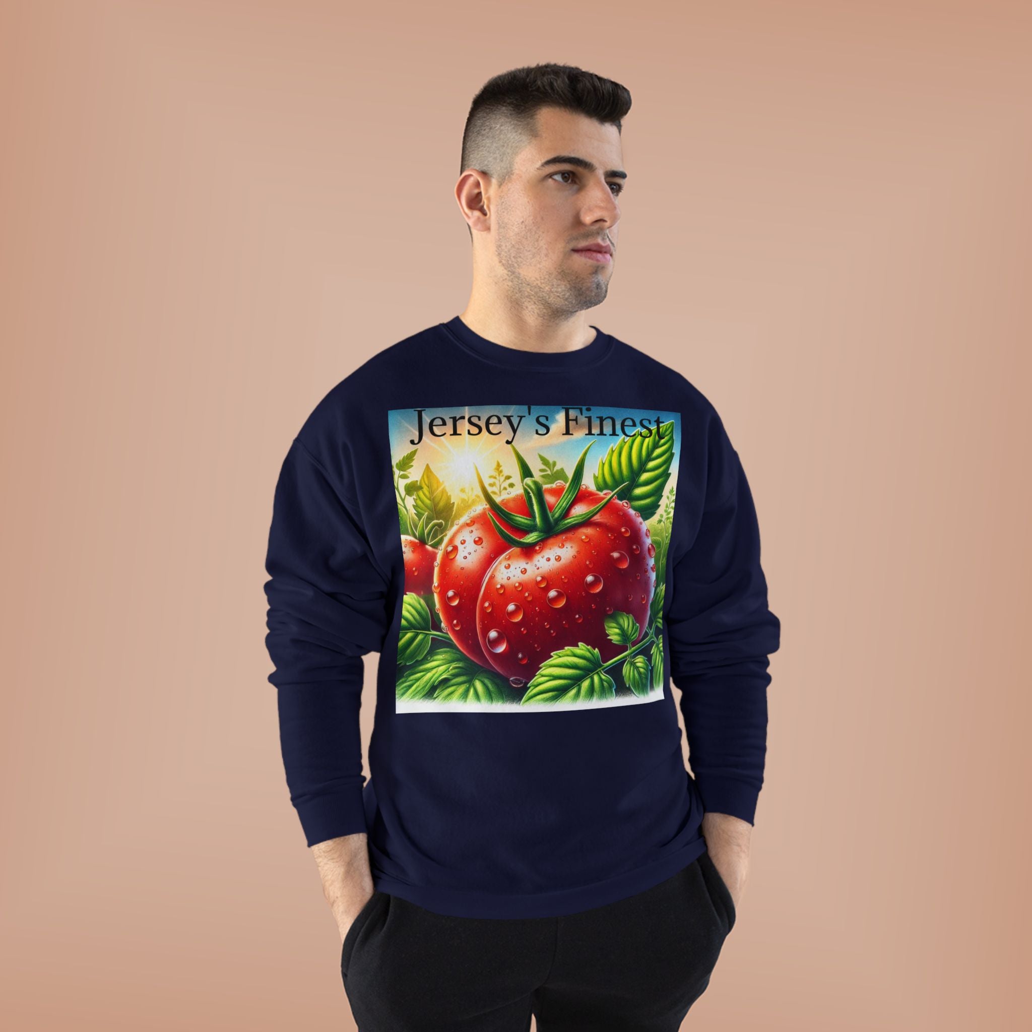 Tomato Crewneck Sweatshirt — "Jersey's Finest" Garden Produce Graphic