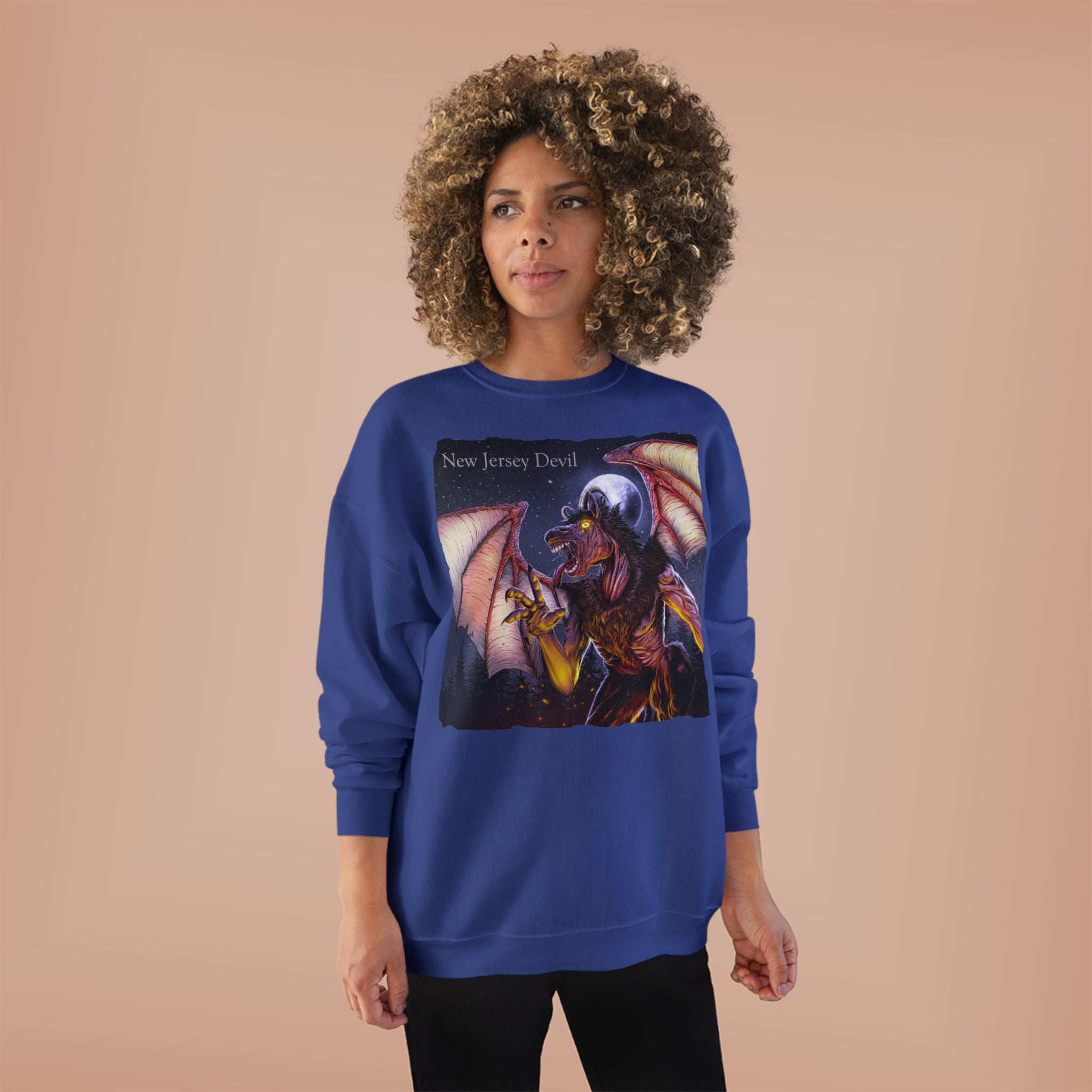 Dragon Graphic Sweatshirt — "New Jersey Dad" Fantasy Winged Creature Crewneck