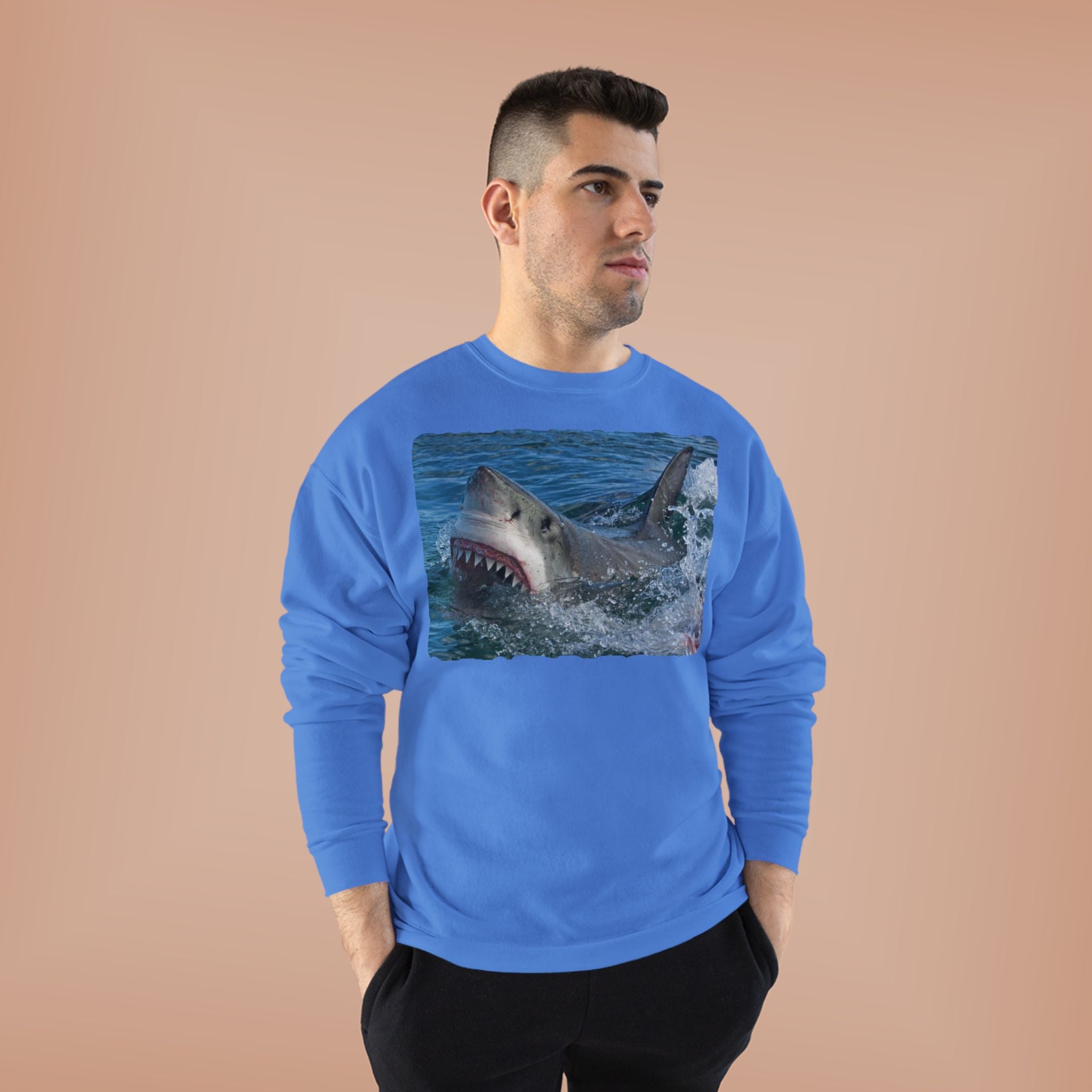 Great White Shark Crewneck Sweatshirt — Ocean Predator Graphic Sweatshirt