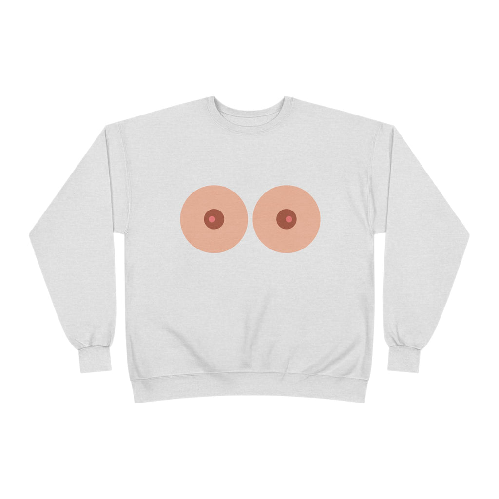Nipple Graphic Crewneck Sweatshirt – Playful Boob Design, Breast Positivity Pullover