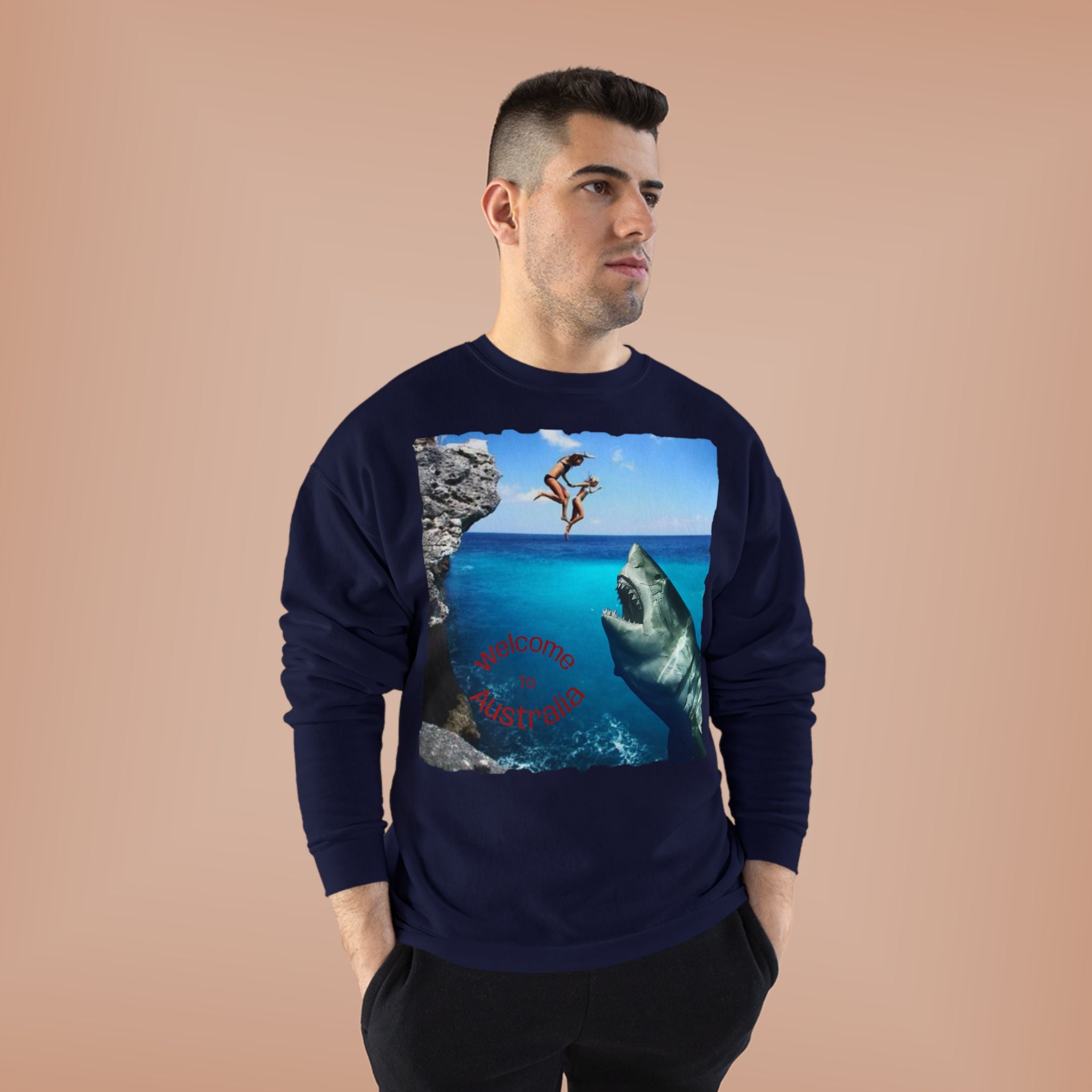 Crewneck Sweatshirt - Cliff Diver Shark Graphic