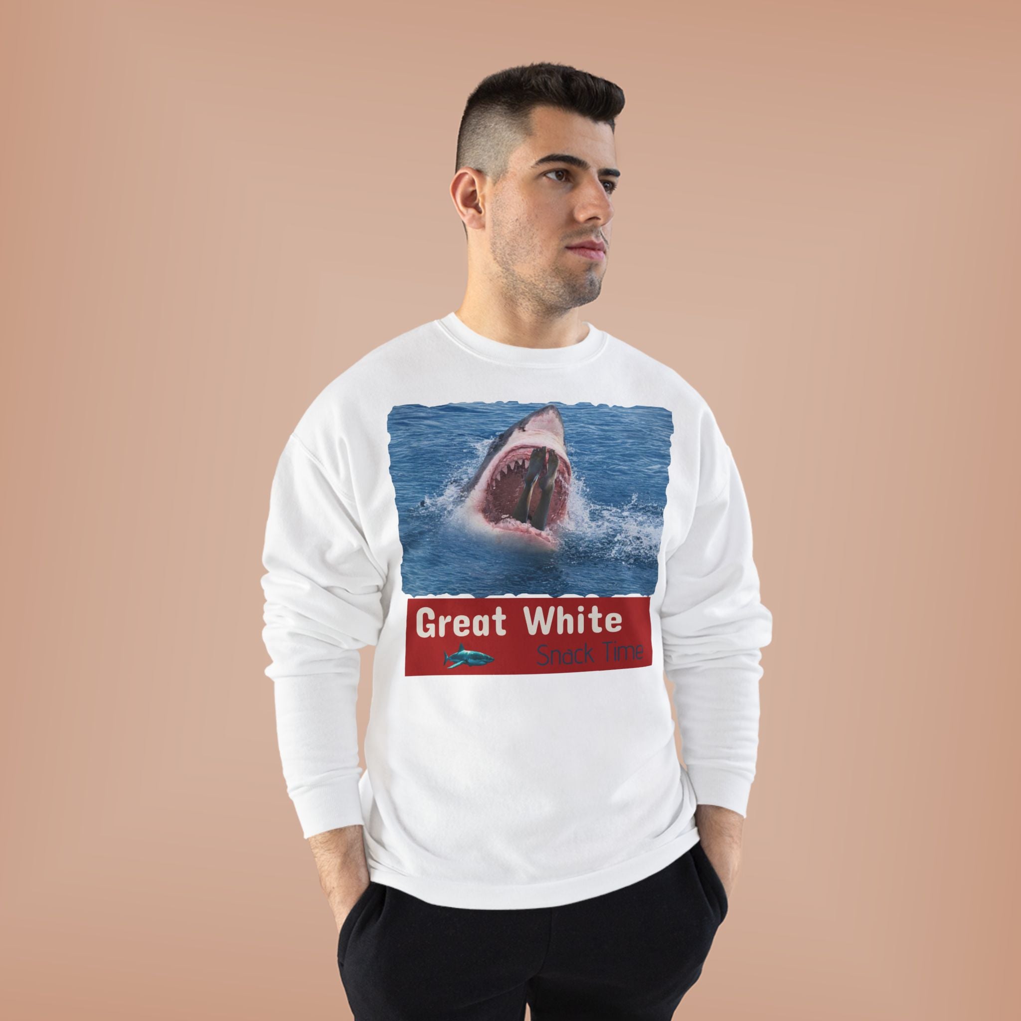 Great White Shark Crewneck Sweatshirt — Ocean Graphic Pullover