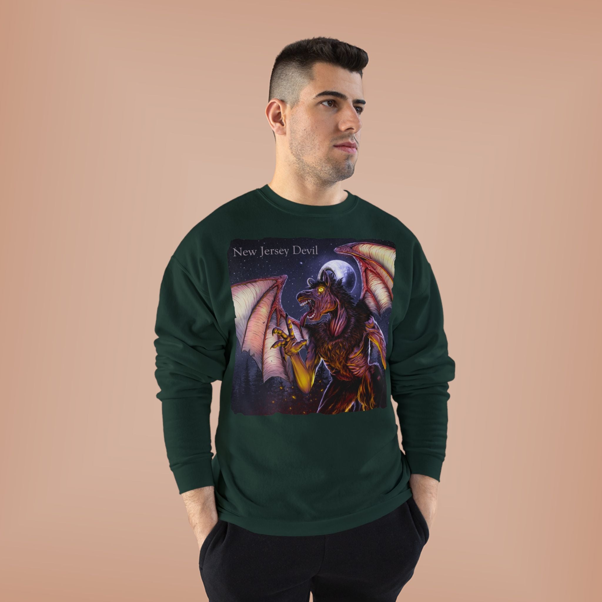 Dragon Graphic Sweatshirt — "New Jersey Dad" Fantasy Winged Creature Crewneck