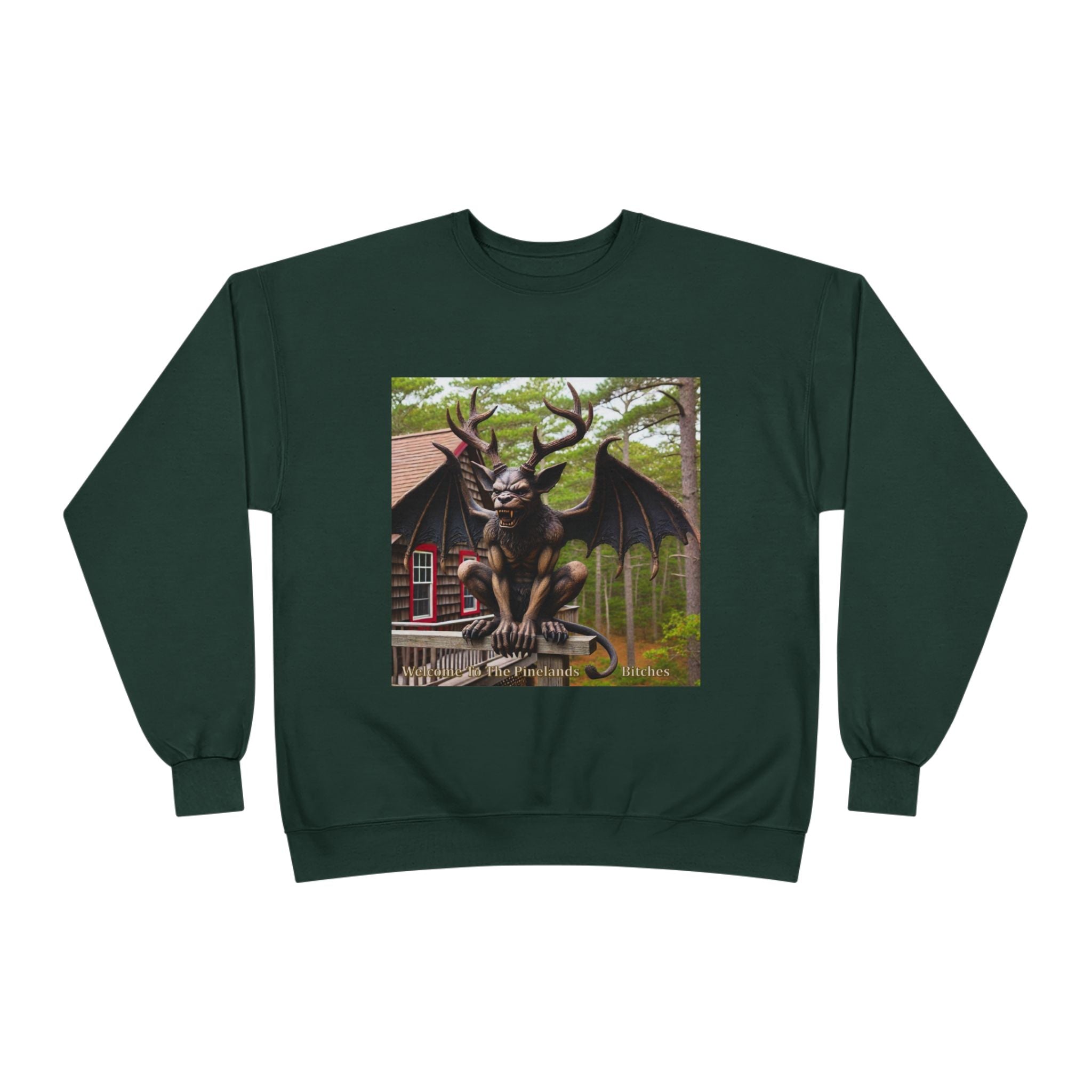 Gargoyle Garden Crewneck Sweatshirt — Gothic Statue Forest Design