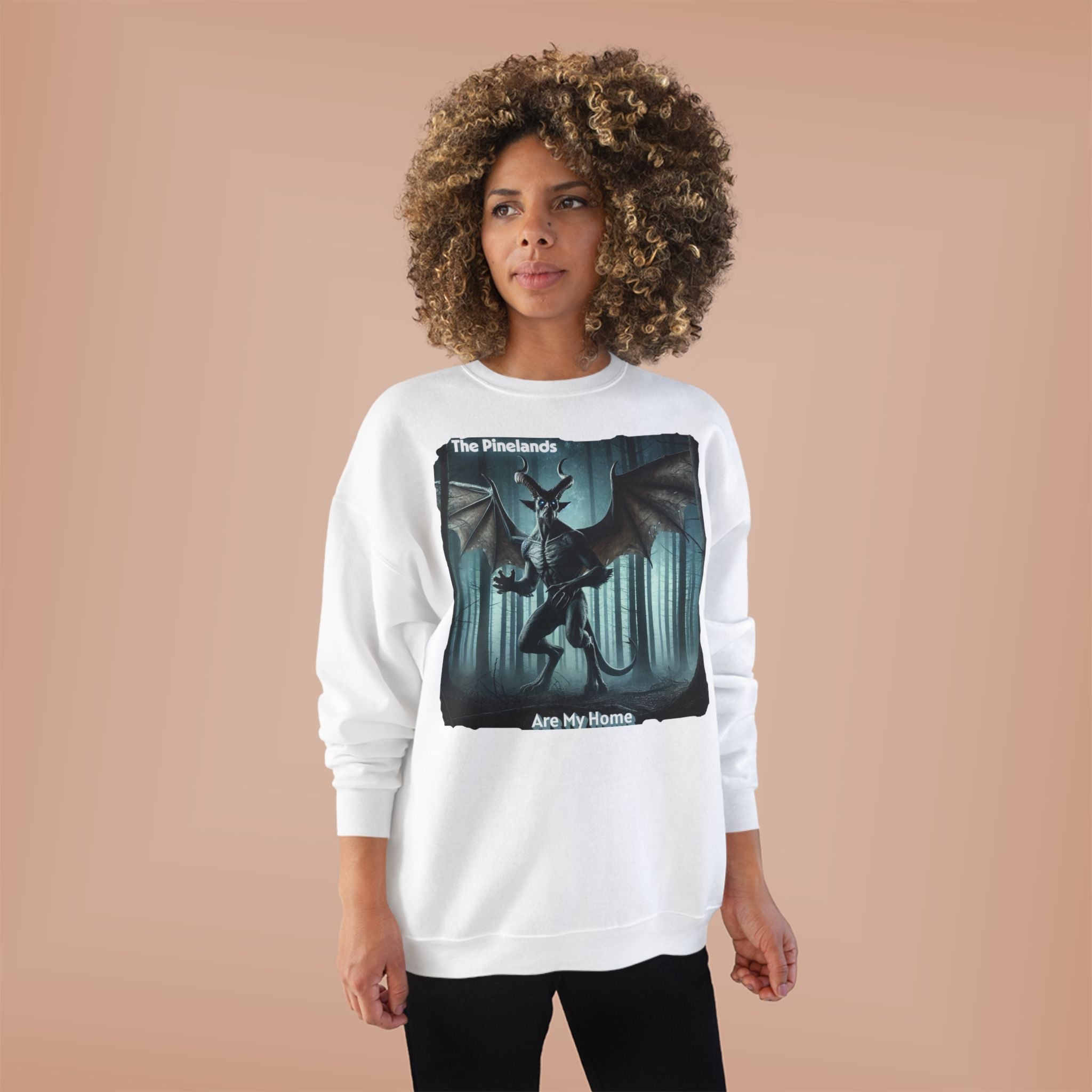 Pine Lands Dragon Crewneck Sweatshirt — "The Pinelands Are My Home" Forest Fantasy Pullover