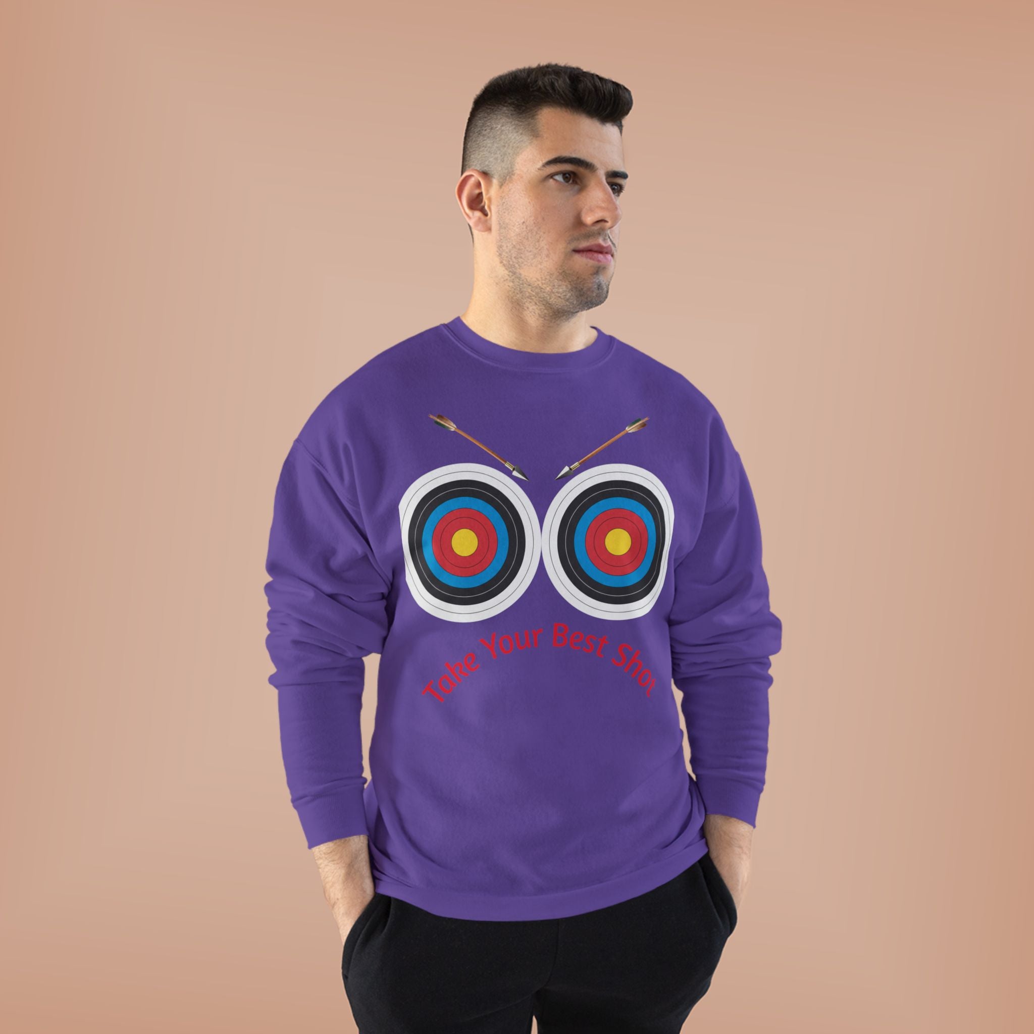 Take Your Best Shot Crewneck Sweatshirt — Archery Target Graphic
