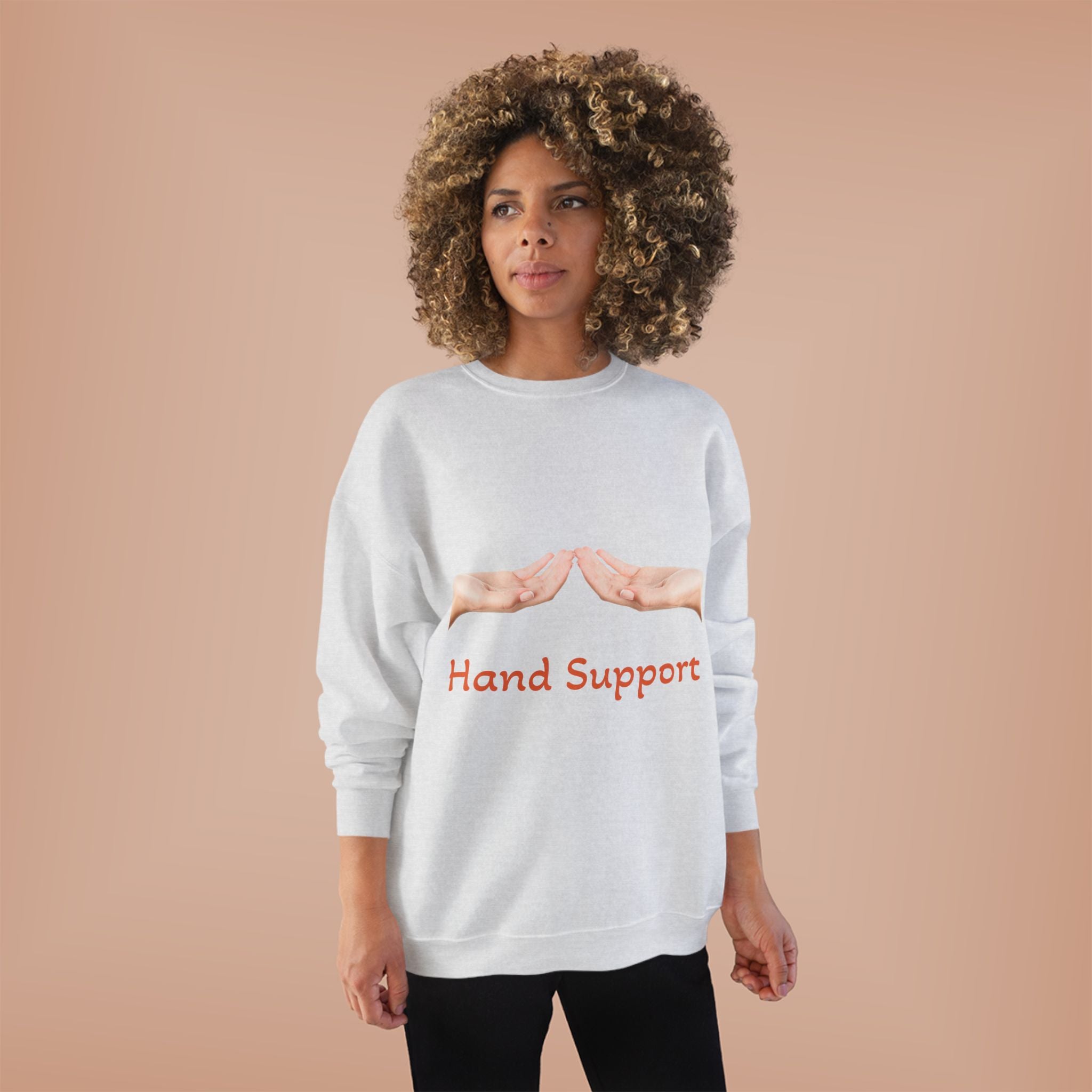 Hand Support Crewneck Sweatshirt — Comfort & Care Graphic