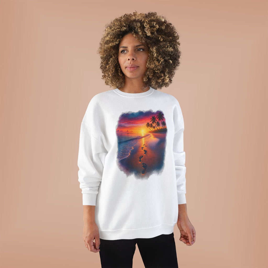 Sunset Beach Crewneck Sweatshirt — Tropical Footprints Graphic