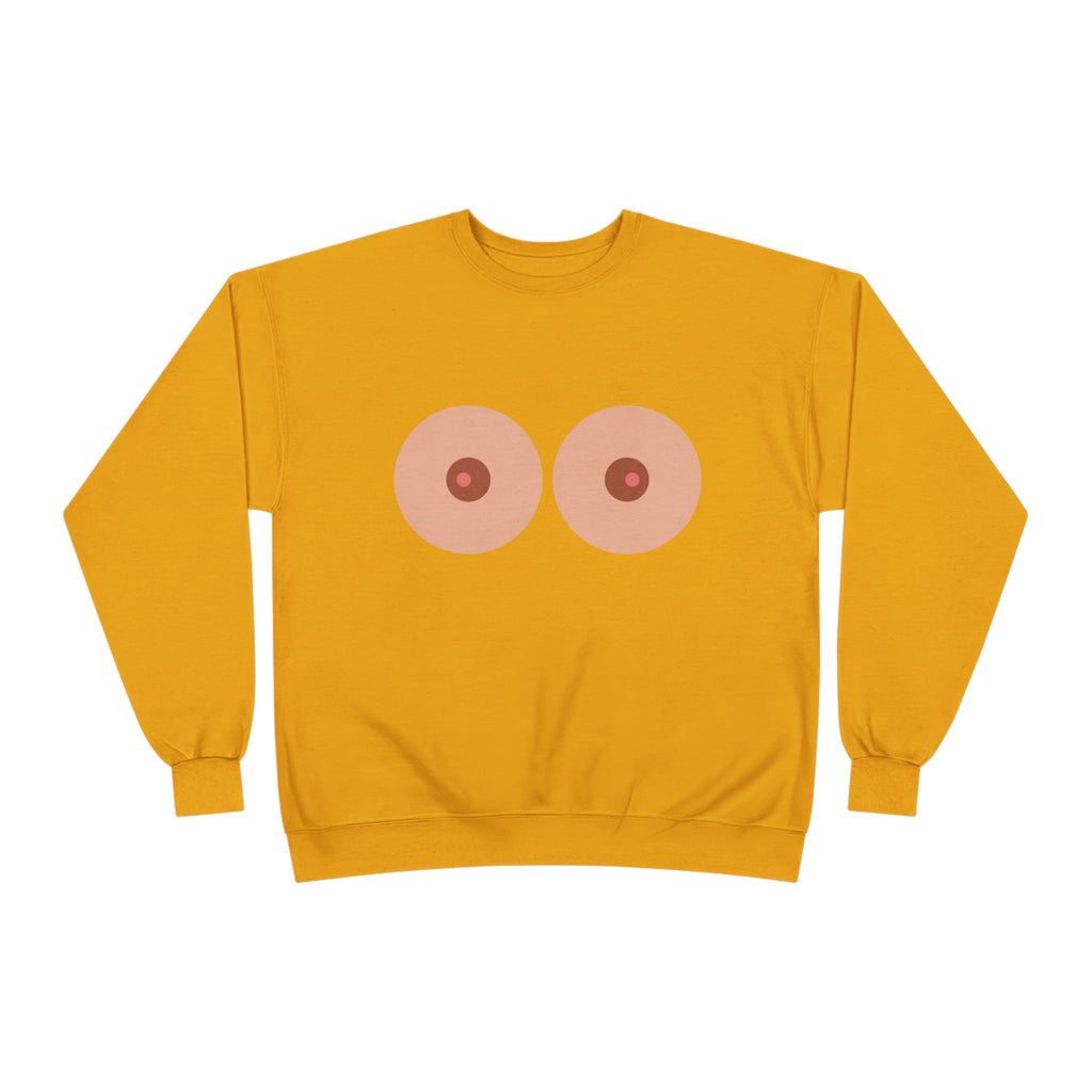 Nipple Graphic Crewneck Sweatshirt – Playful Boob Design, Breast Positivity Pullover