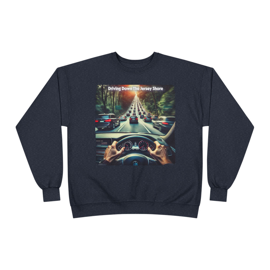 Crewneck Sweatshirt — "Driving Down The Jersey Shore" Scenic Road Trip Design