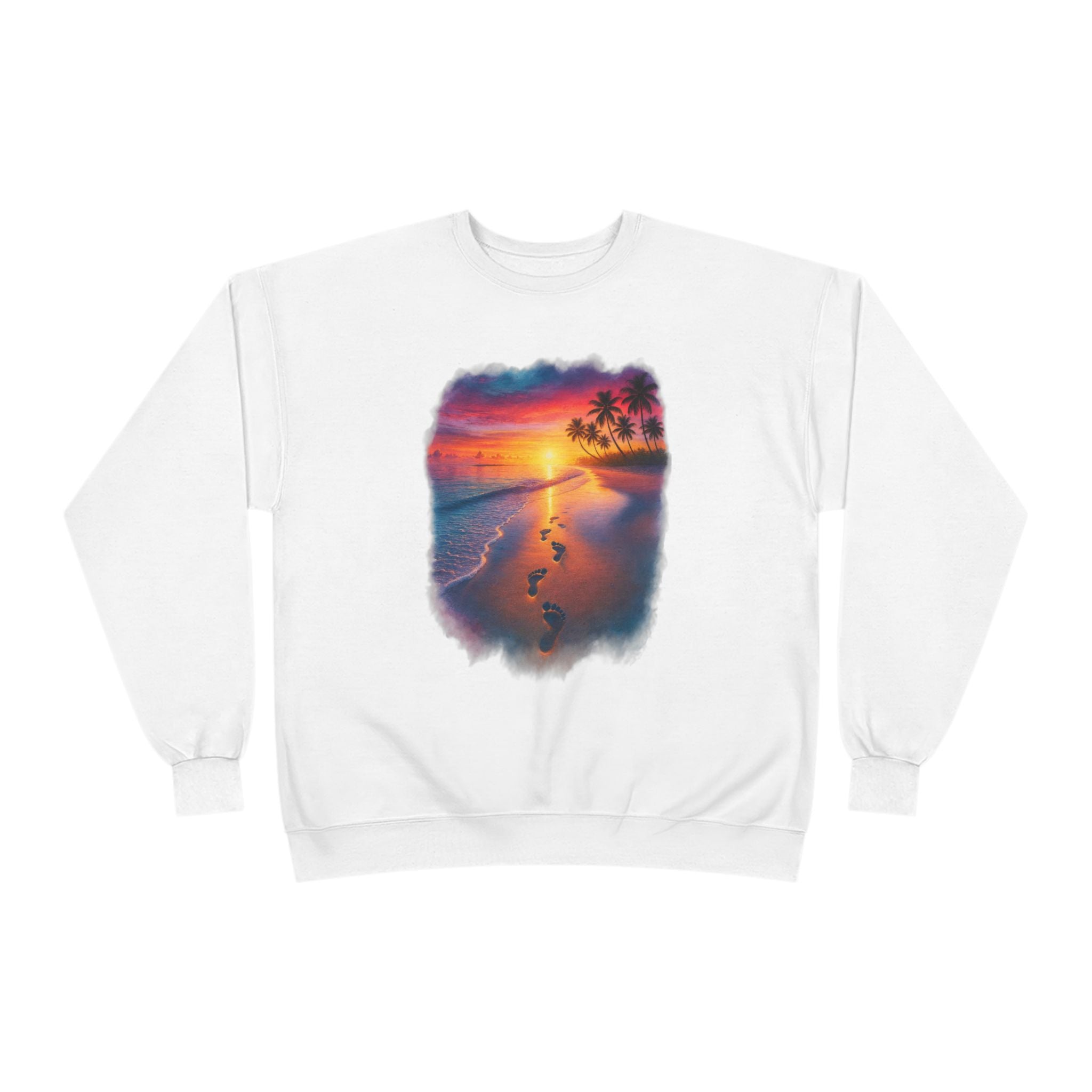 Sunset Beach Crewneck Sweatshirt — Tropical Footprints Graphic