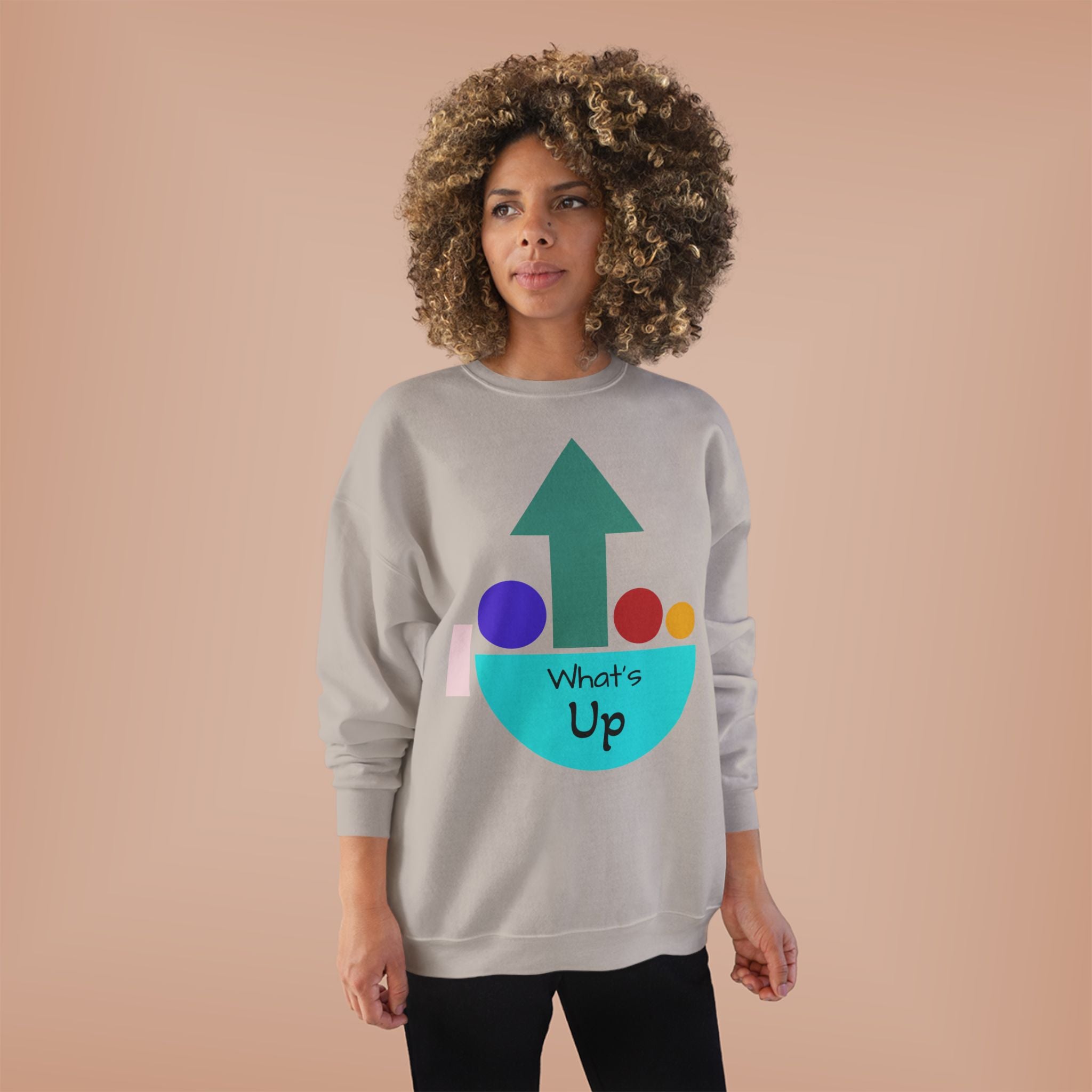 What's Up Arrow Crewneck Sweatshirt — Playful Graphic Pullover