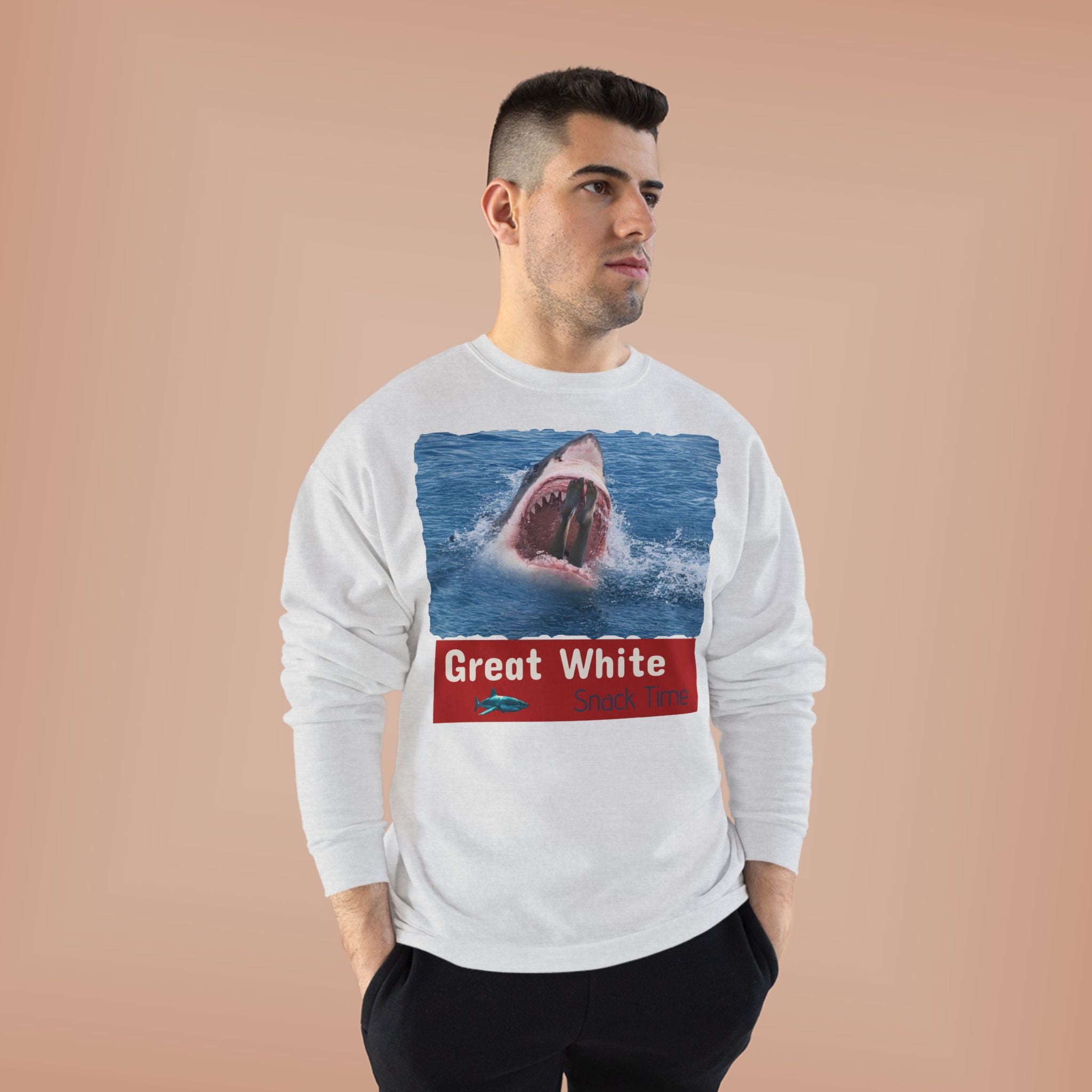 Great White Shark Crewneck Sweatshirt — Ocean Graphic Pullover