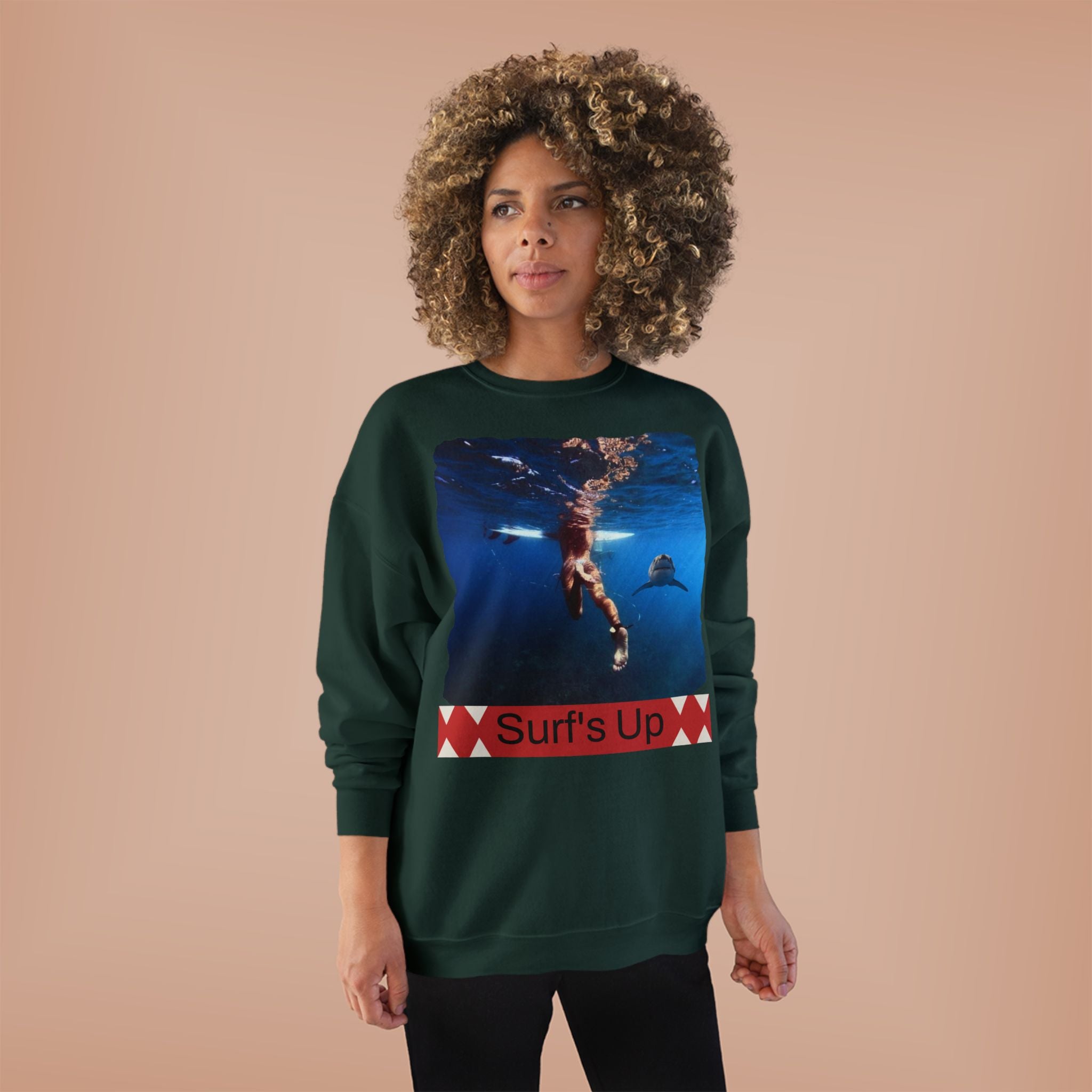 Crewneck Sweatshirt — 'Surf's Up' Underwater Surfer Graphic