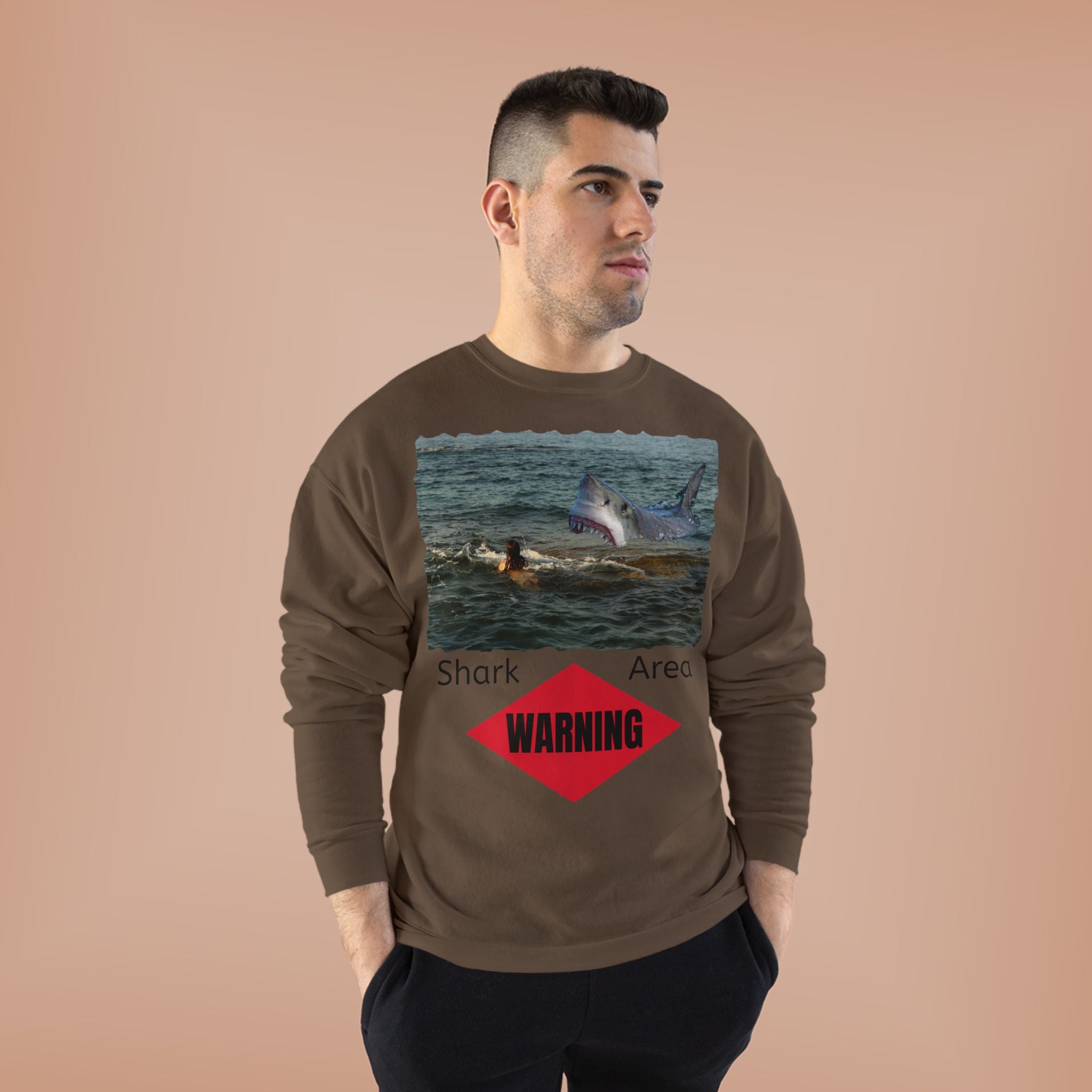 Shark Attack Warning Crewneck Sweatshirt