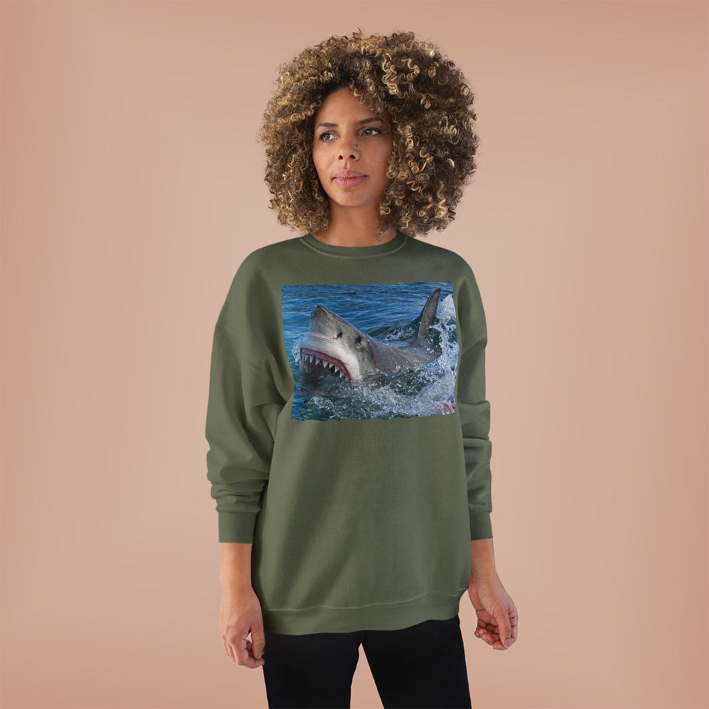 Great White Shark Crewneck Sweatshirt — Ocean Predator Graphic Sweatshirt