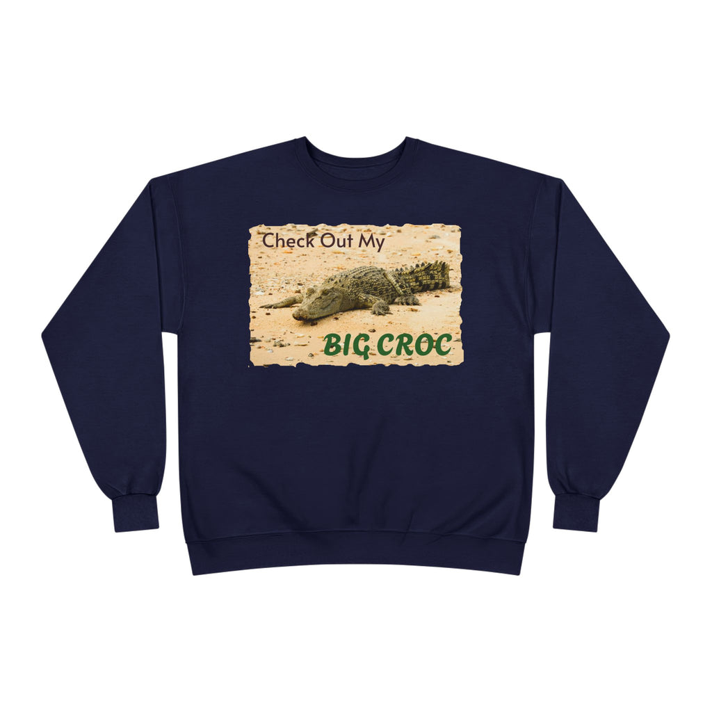 Crocodile Graphic Sweatshirt — "Check Out My Big Croc" Vintage Beach Vibe