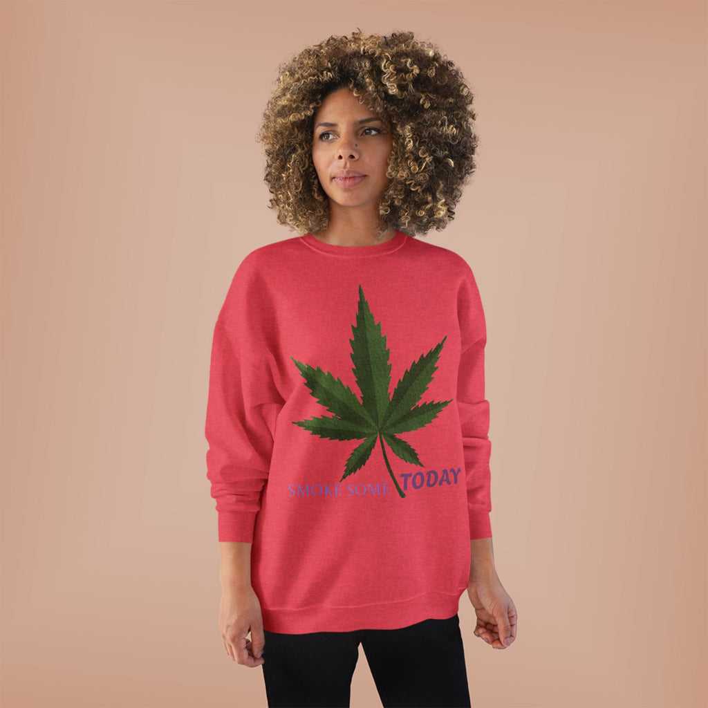 Cannabis Leaf Crewneck Sweatshirt — "Smoke Smart Today"