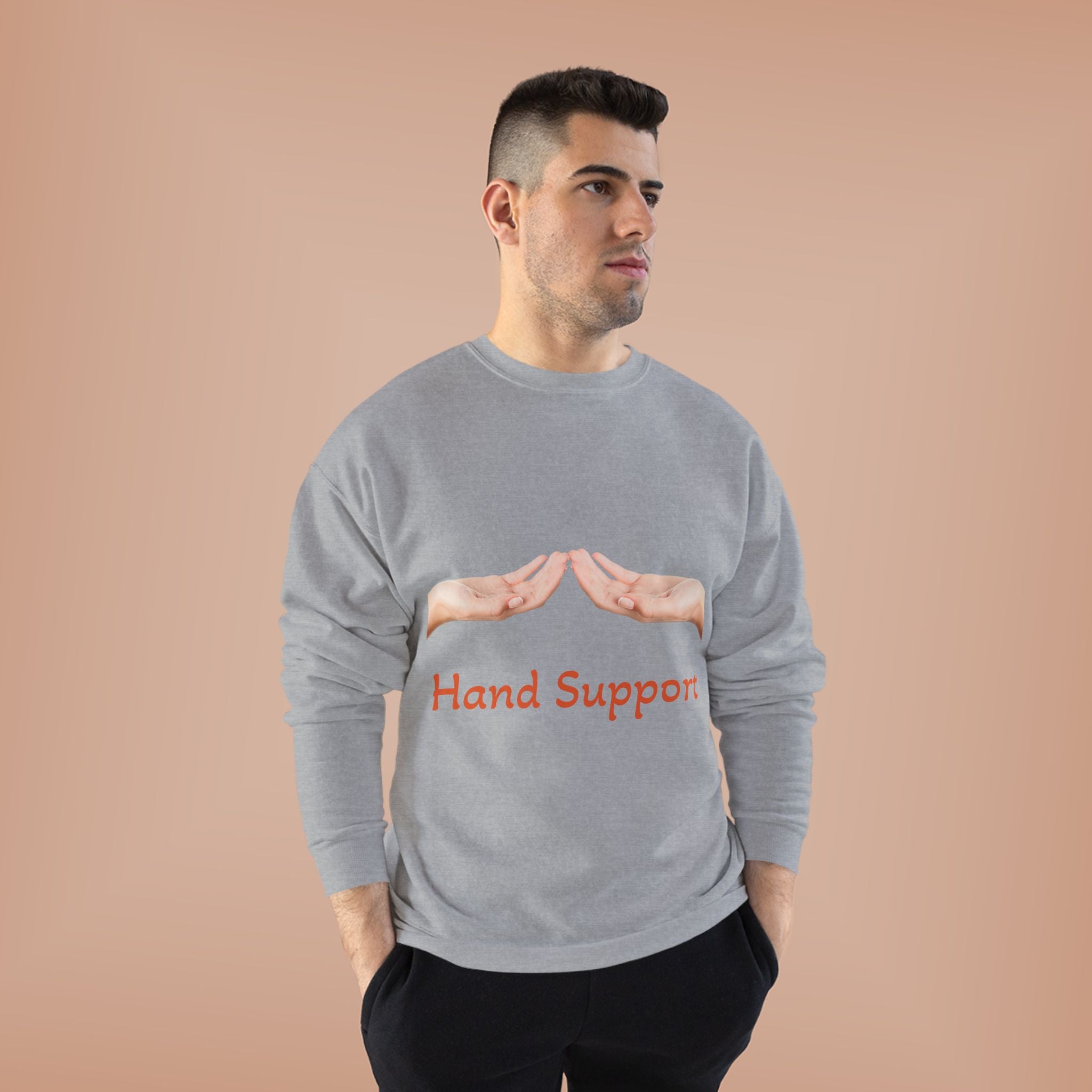 Hand Support Crewneck Sweatshirt — Comfort & Care Graphic