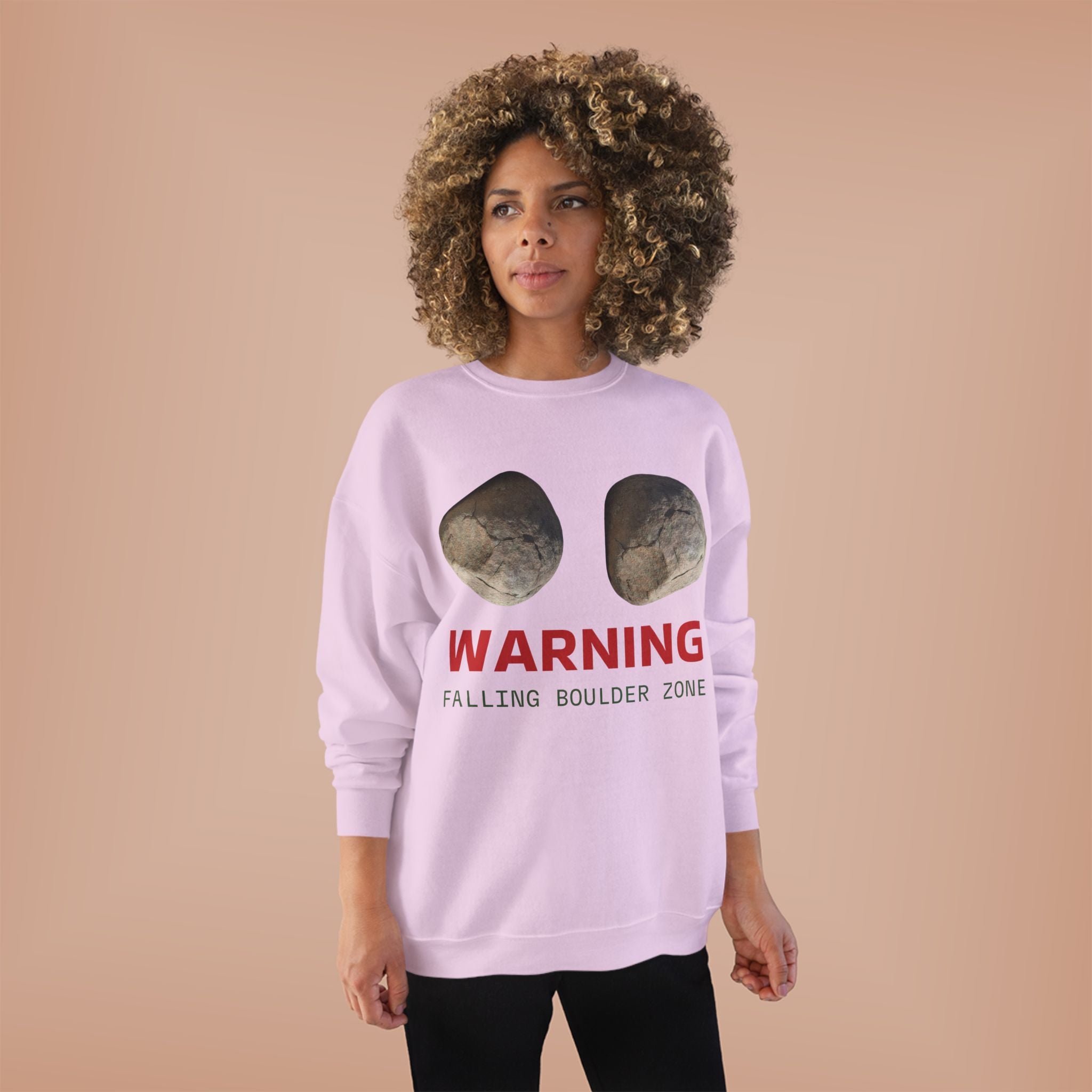 Warning Falling Boulder Zone Crewneck Sweatshirt