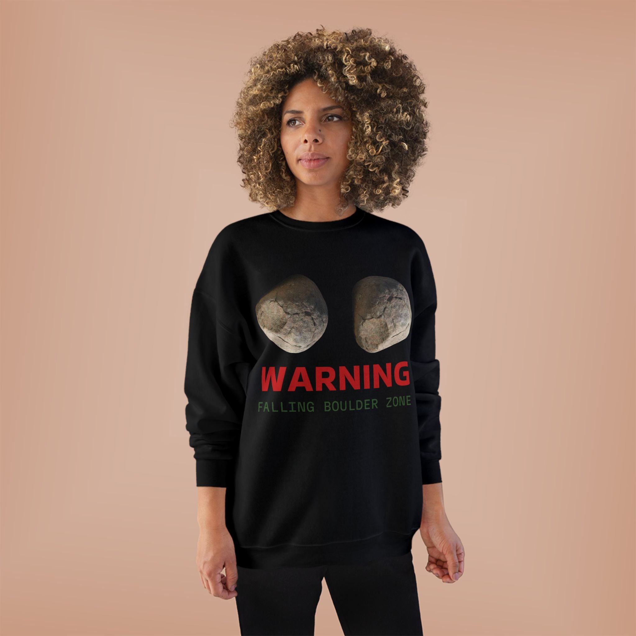 Warning Falling Boulder Zone Crewneck Sweatshirt
