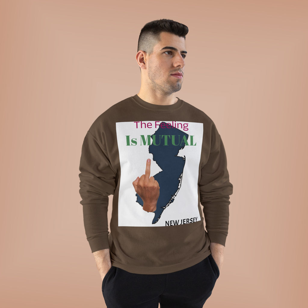 Mutual Feeling Is Mutual Crewneck Sweatshirt — New Jersey Middle Finger Graphic