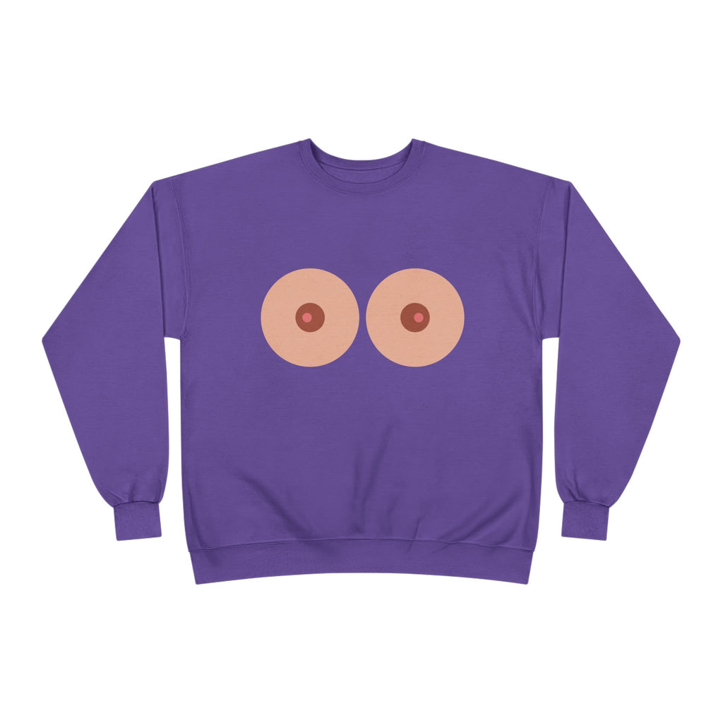 Nipple Graphic Crewneck Sweatshirt – Playful Boob Design, Breast Positivity Pullover