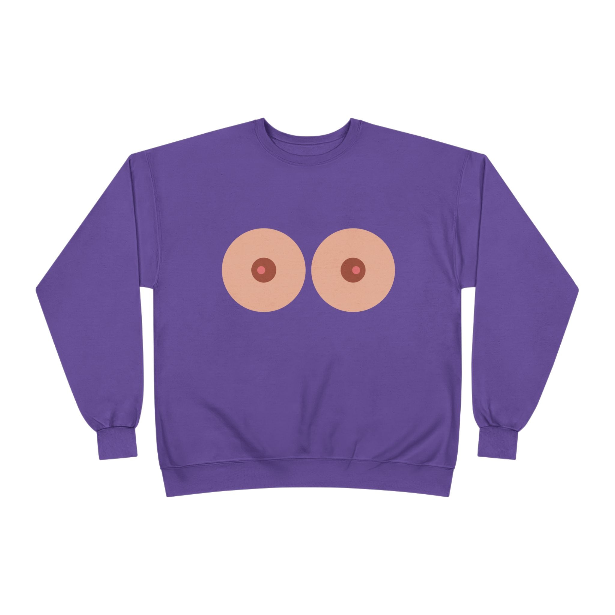 Nipple Graphic Crewneck Sweatshirt – Playful Boob Design, Breast Positivity Pullover