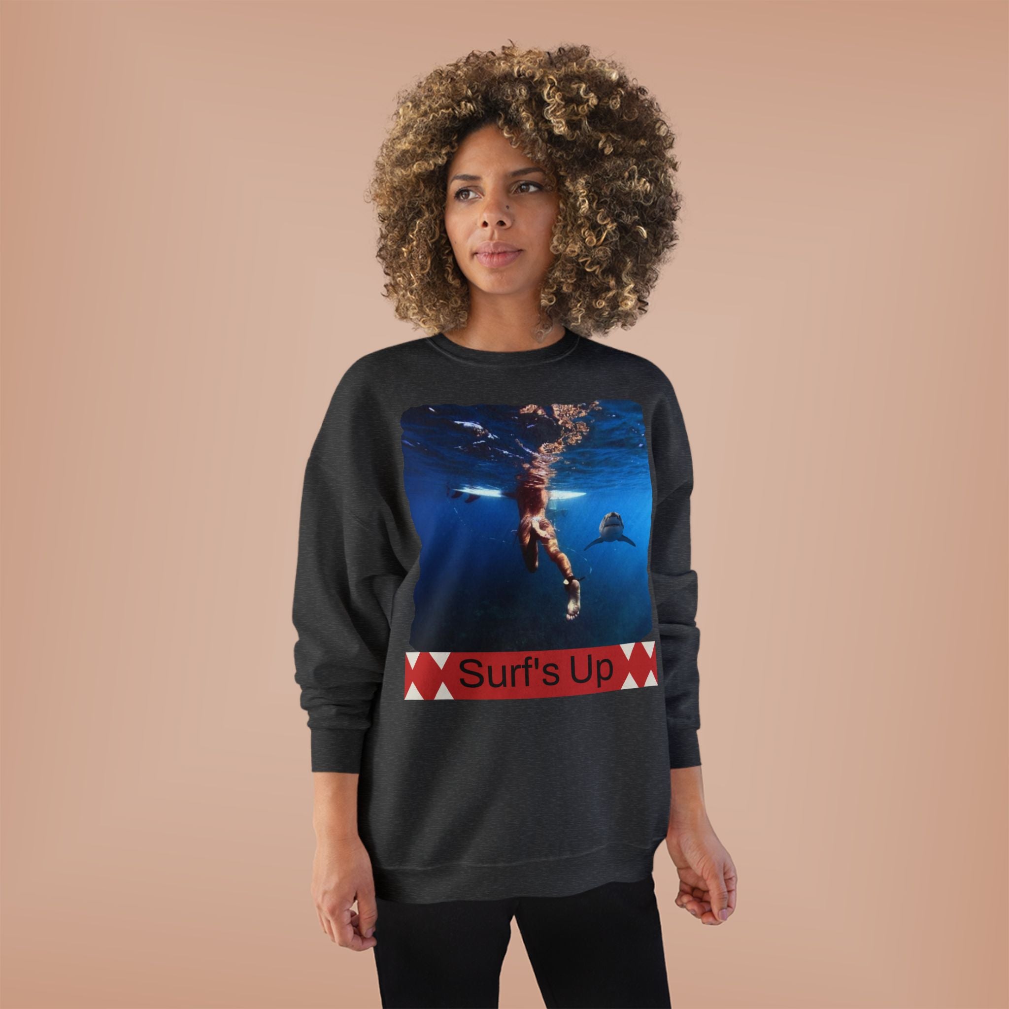 Crewneck Sweatshirt — 'Surf's Up' Underwater Surfer Graphic