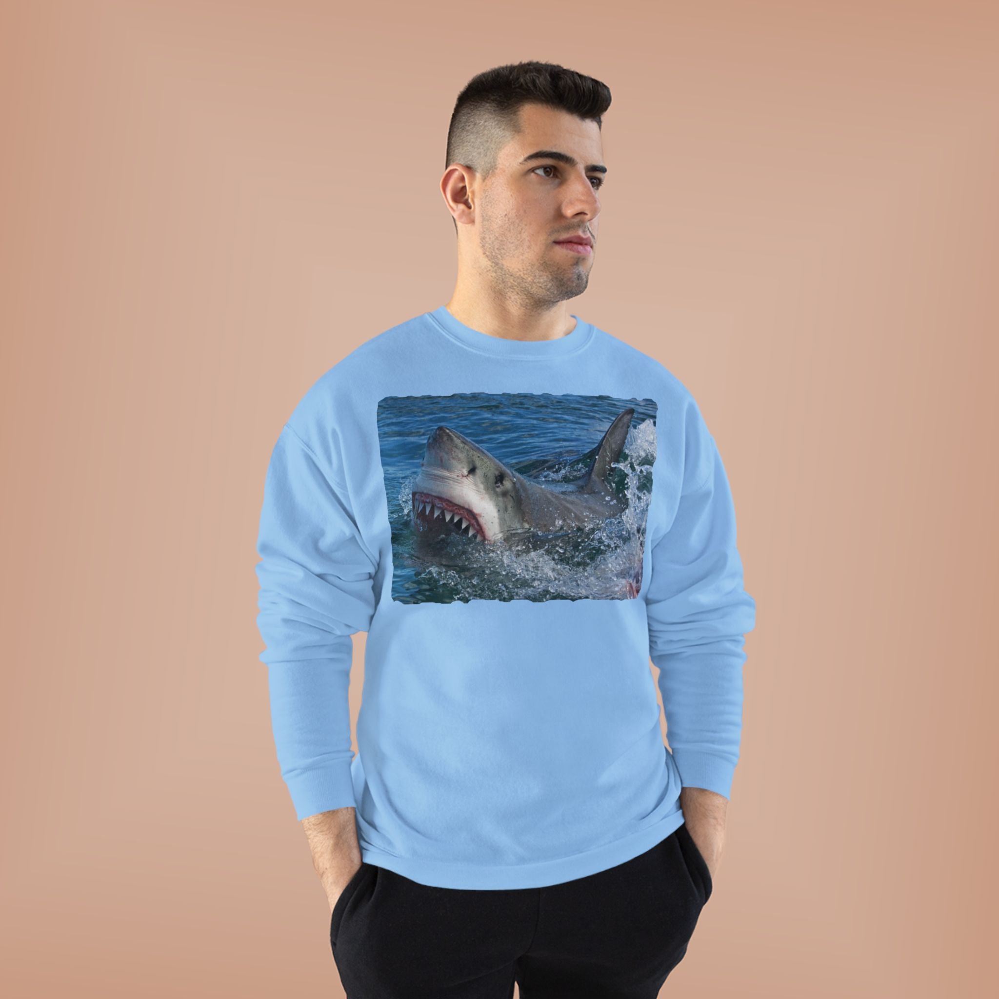 Great White Shark Crewneck Sweatshirt — Ocean Predator Graphic Sweatshirt