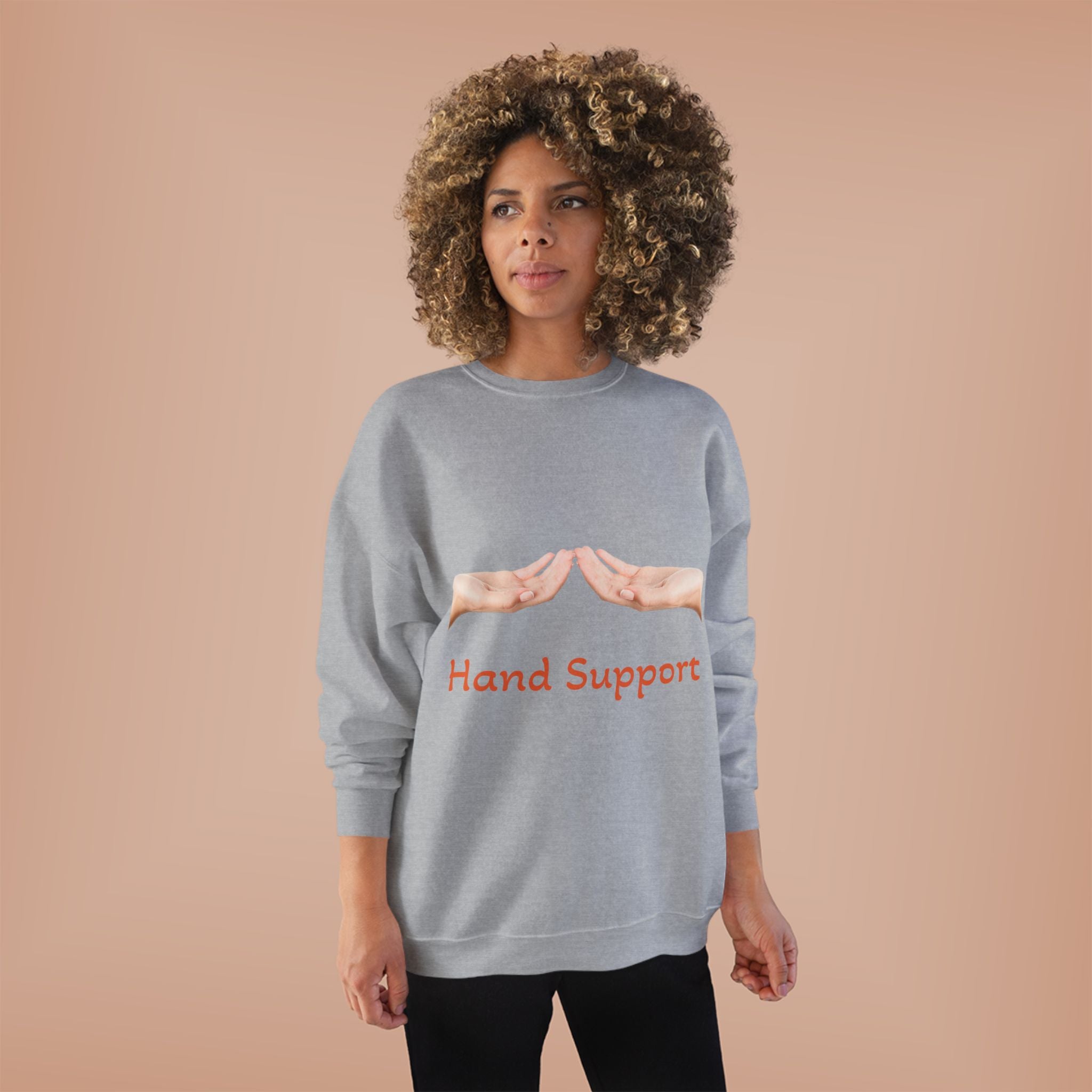 Hand Support Crewneck Sweatshirt — Comfort & Care Graphic