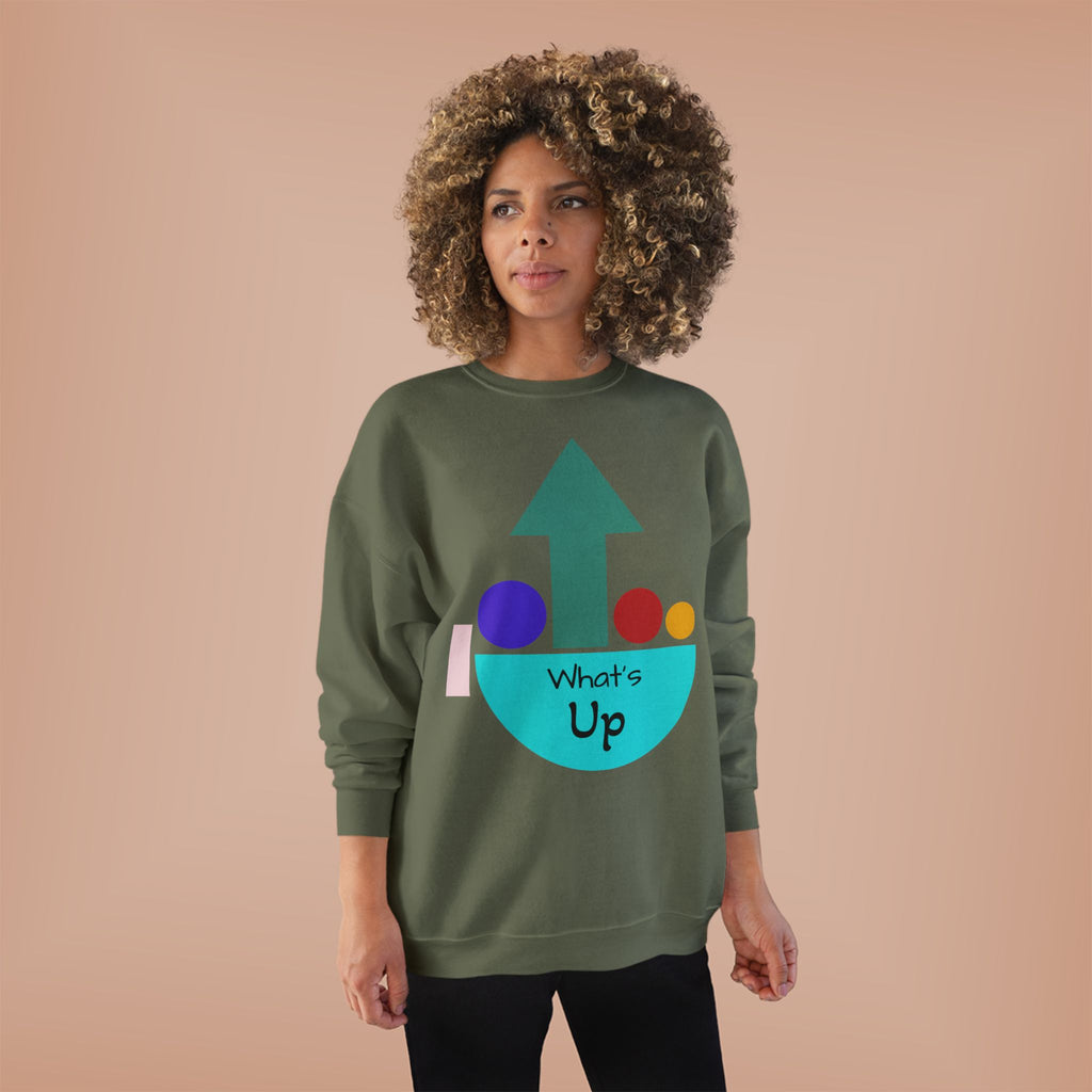 What's Up Arrow Crewneck Sweatshirt — Playful Graphic Pullover