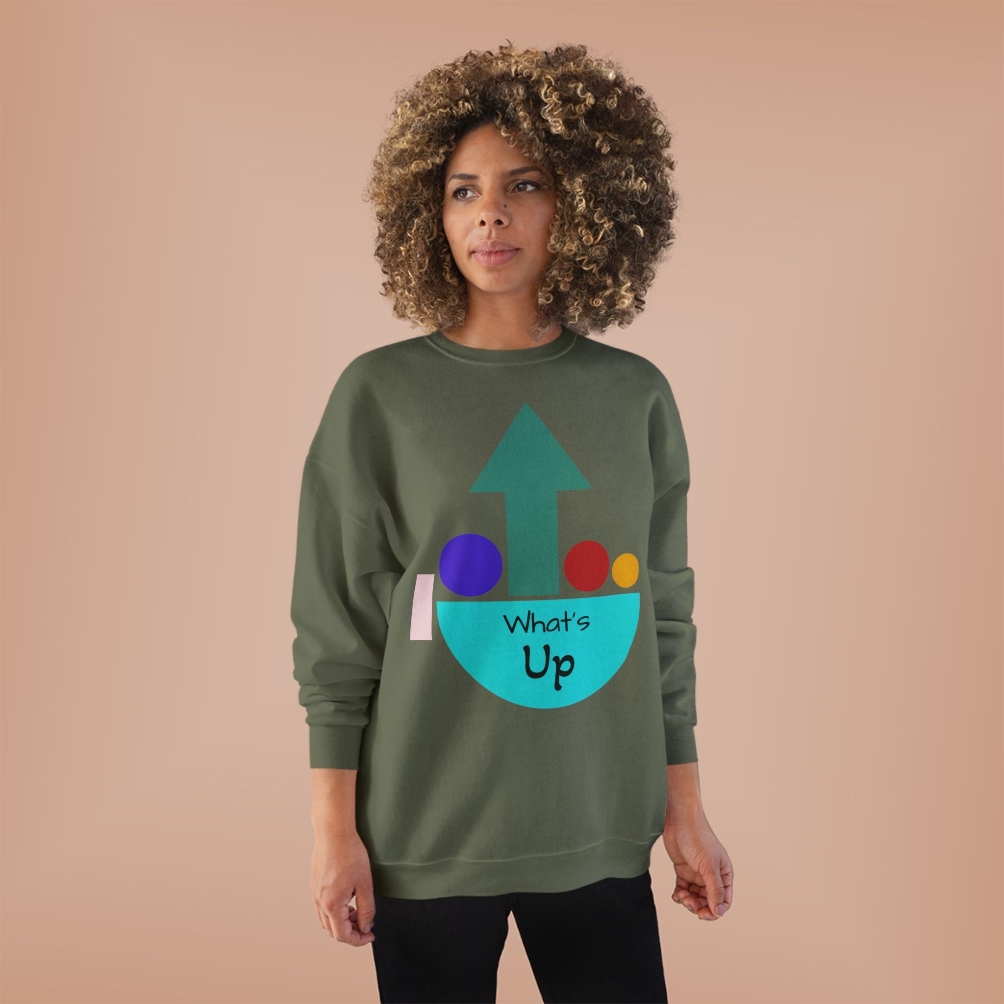 What's Up Arrow Crewneck Sweatshirt — Playful Graphic Pullover