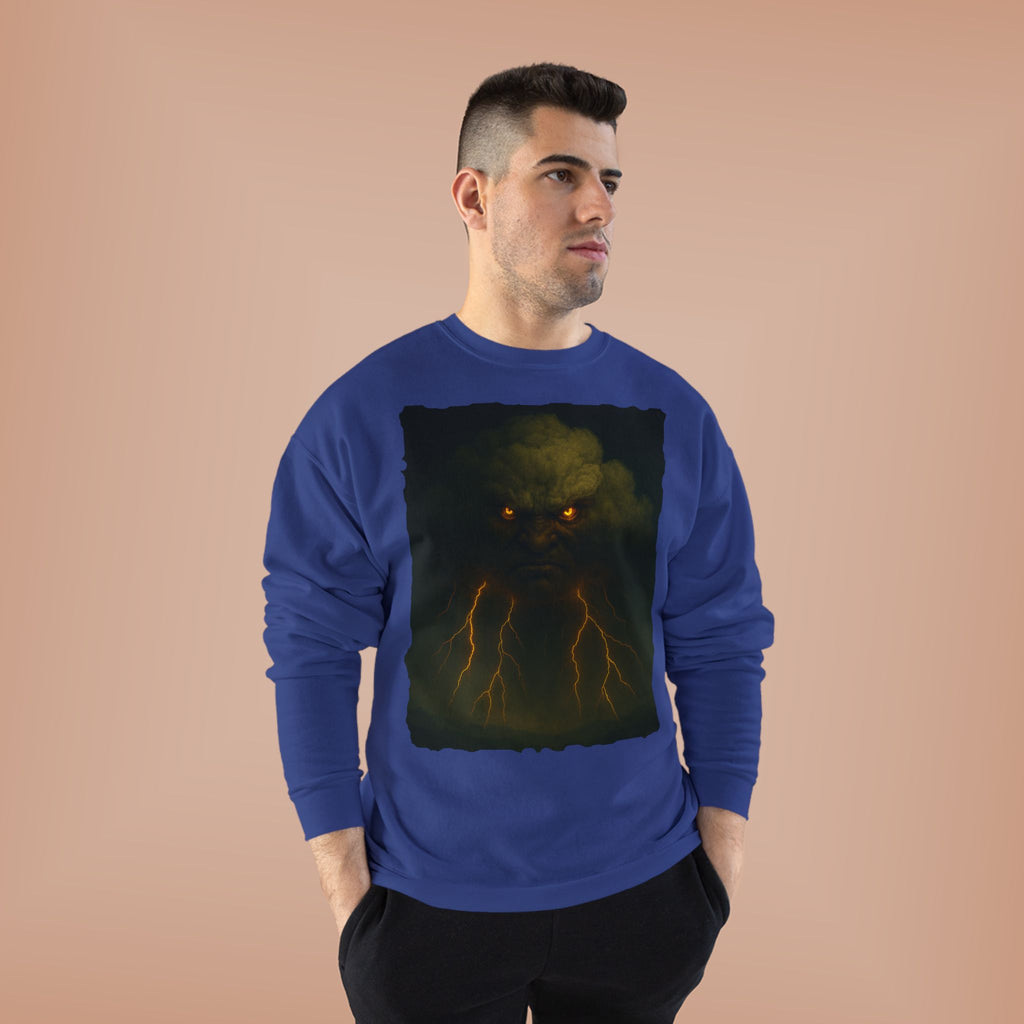 Storm Spirit Crewneck Sweatshirt — Lightning Cloud Monster Graphic