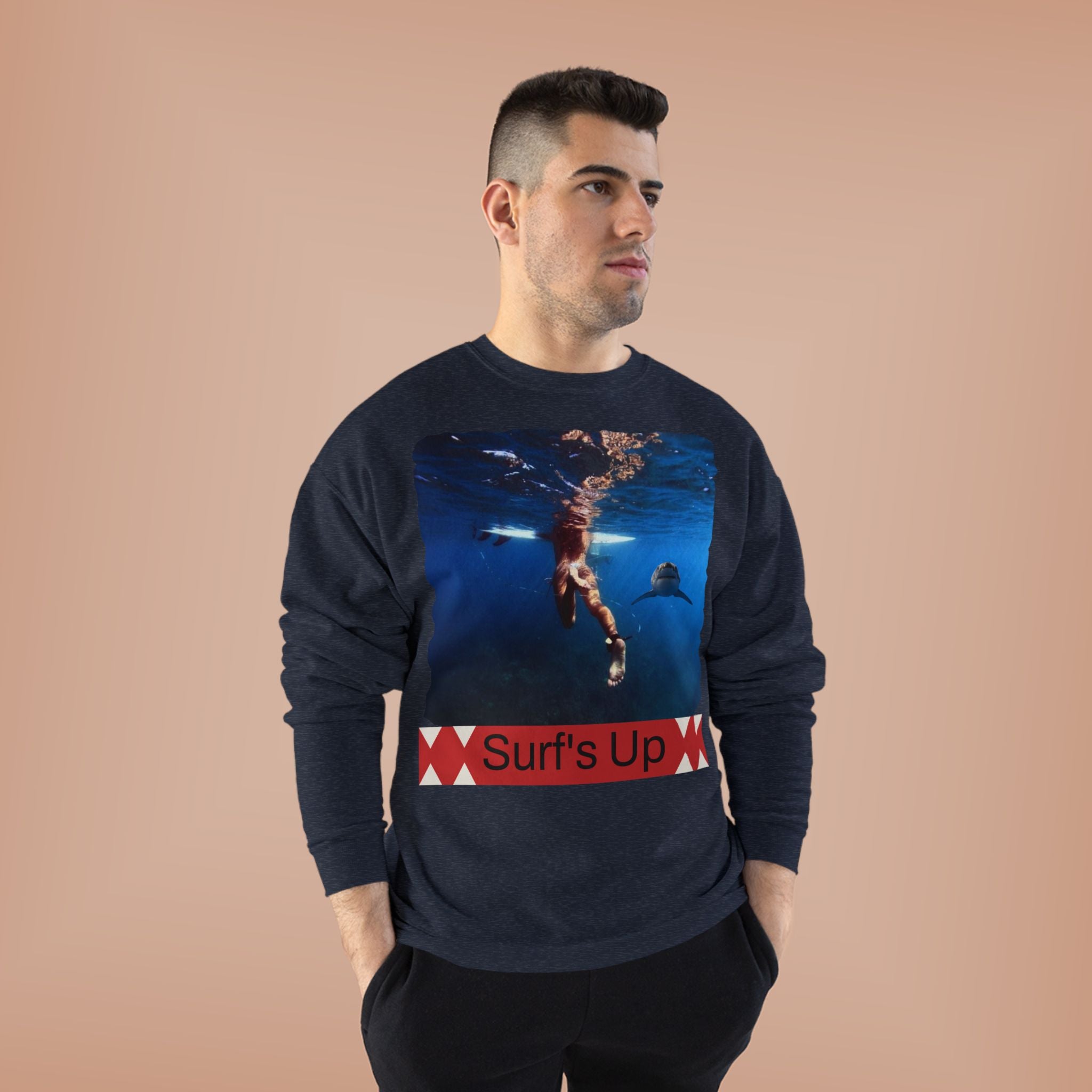 Crewneck Sweatshirt — 'Surf's Up' Underwater Surfer Graphic