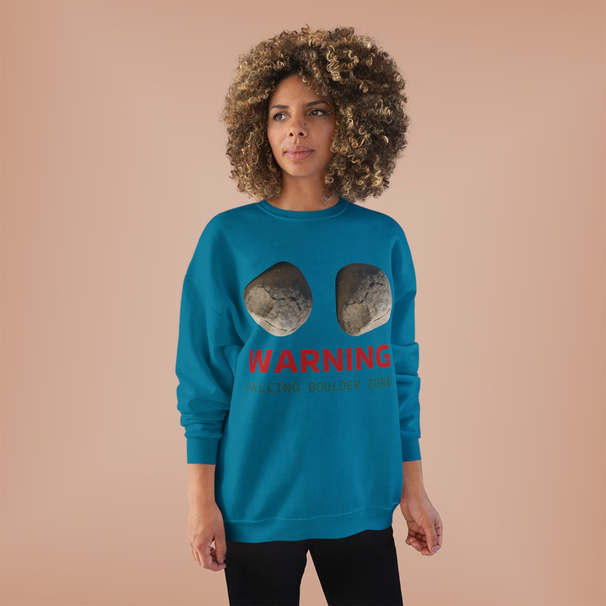 Warning Falling Boulder Zone Crewneck Sweatshirt