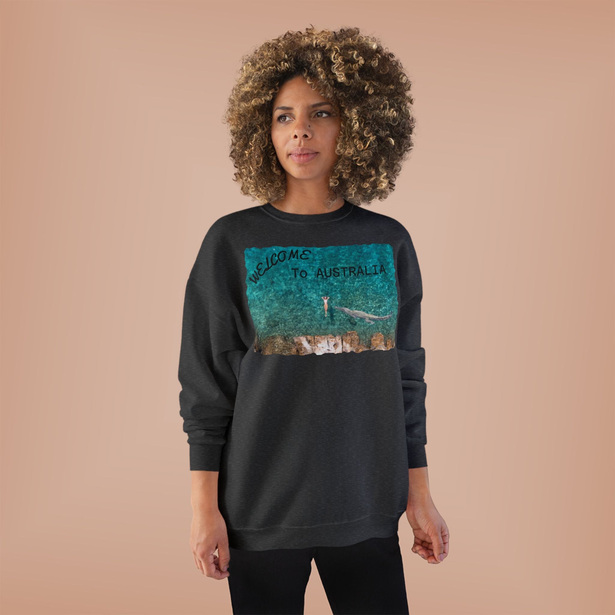 Welcome To Australia Crewneck Sweatshirt — Beach Aerial Photo Travel Sweater