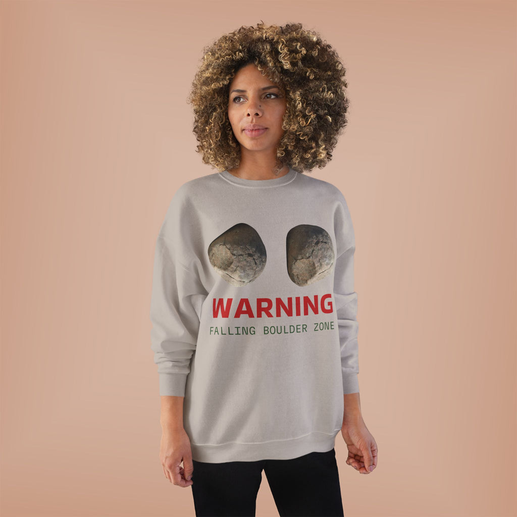 Warning Falling Boulder Zone Crewneck Sweatshirt
