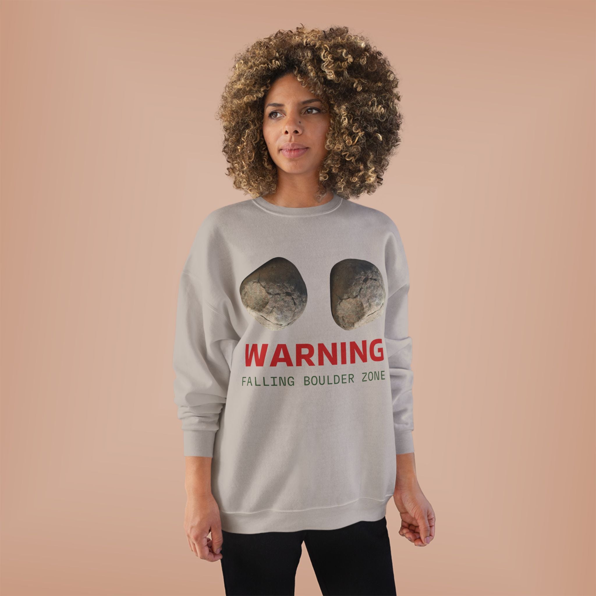 Warning Falling Boulder Zone Crewneck Sweatshirt