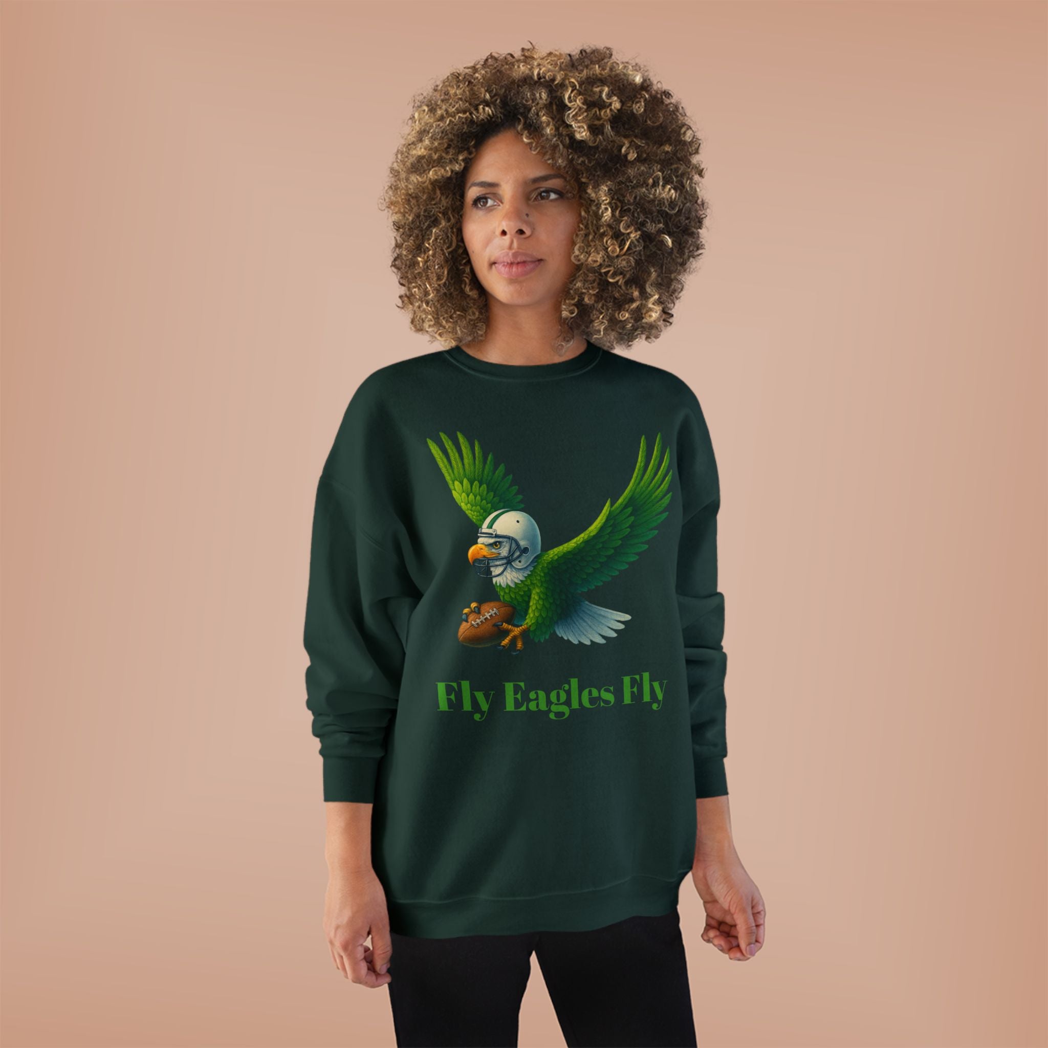 Fly Eagles Fly Crewneck Sweatshirt — Vintage Football Eagle Graphic