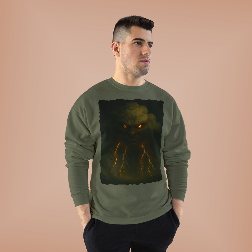 Storm Spirit Crewneck Sweatshirt — Lightning Cloud Monster Graphic