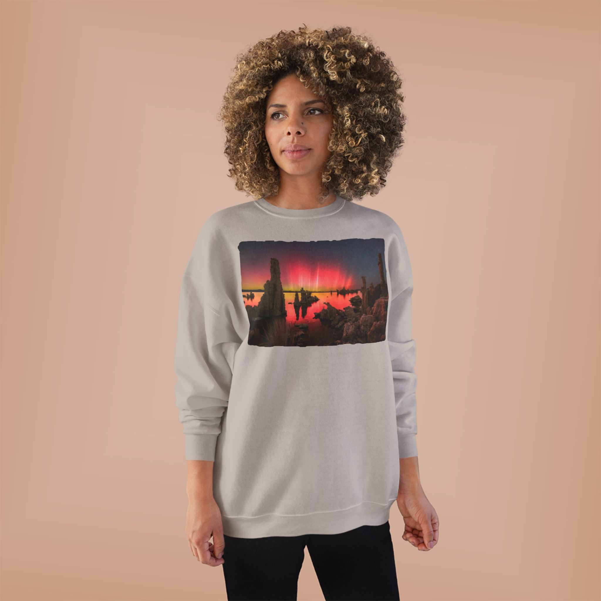 Crewneck Sweatshirt — Neon Desert Nightscape Graphic