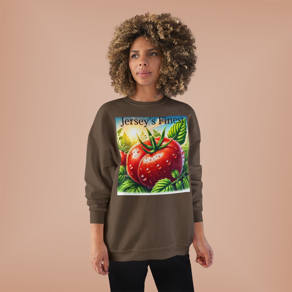 Tomato Crewneck Sweatshirt — "Jersey's Finest" Garden Produce Graphic