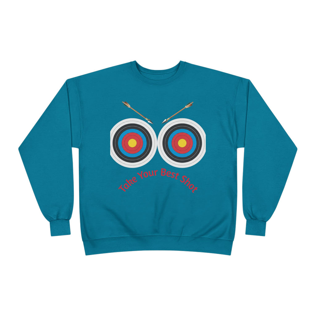 Take Your Best Shot Crewneck Sweatshirt — Archery Target Graphic