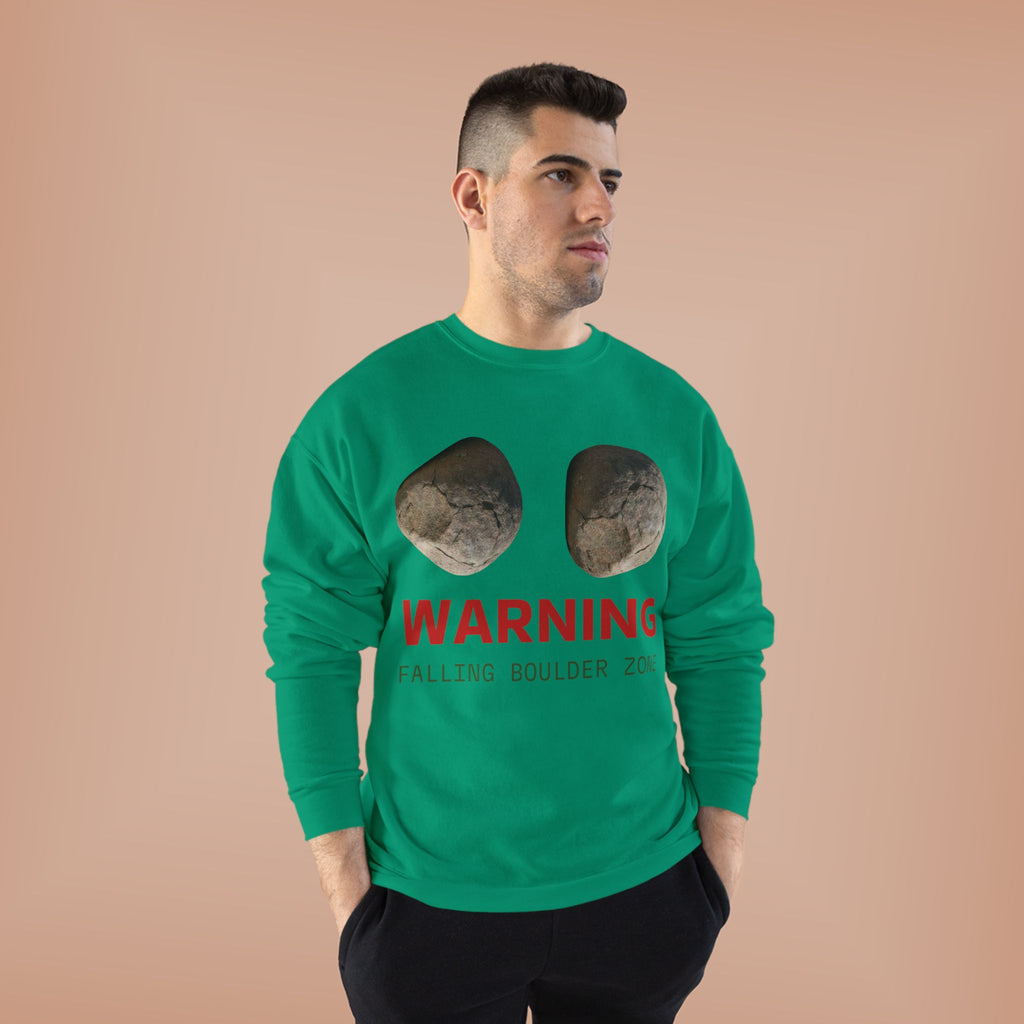 Warning Falling Boulder Zone Crewneck Sweatshirt