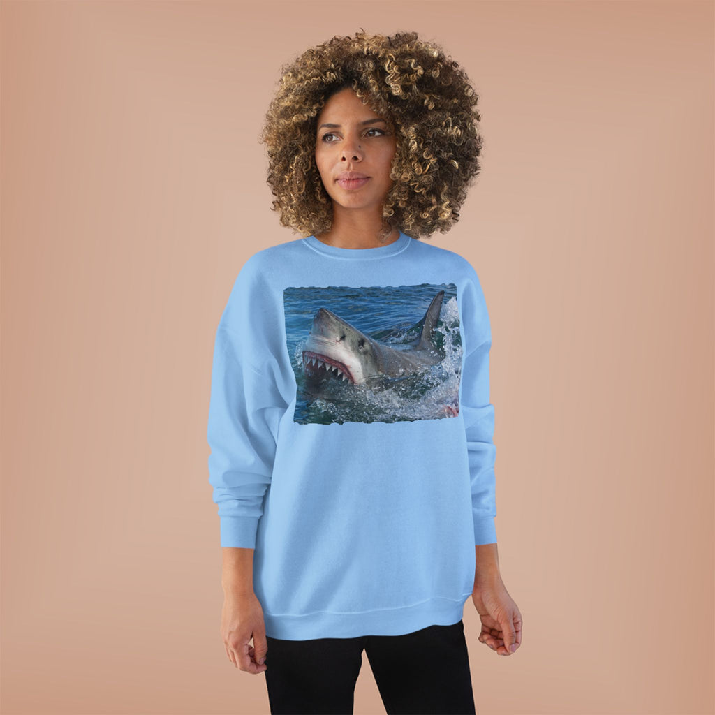 Great White Shark Crewneck Sweatshirt — Ocean Predator Graphic Sweatshirt